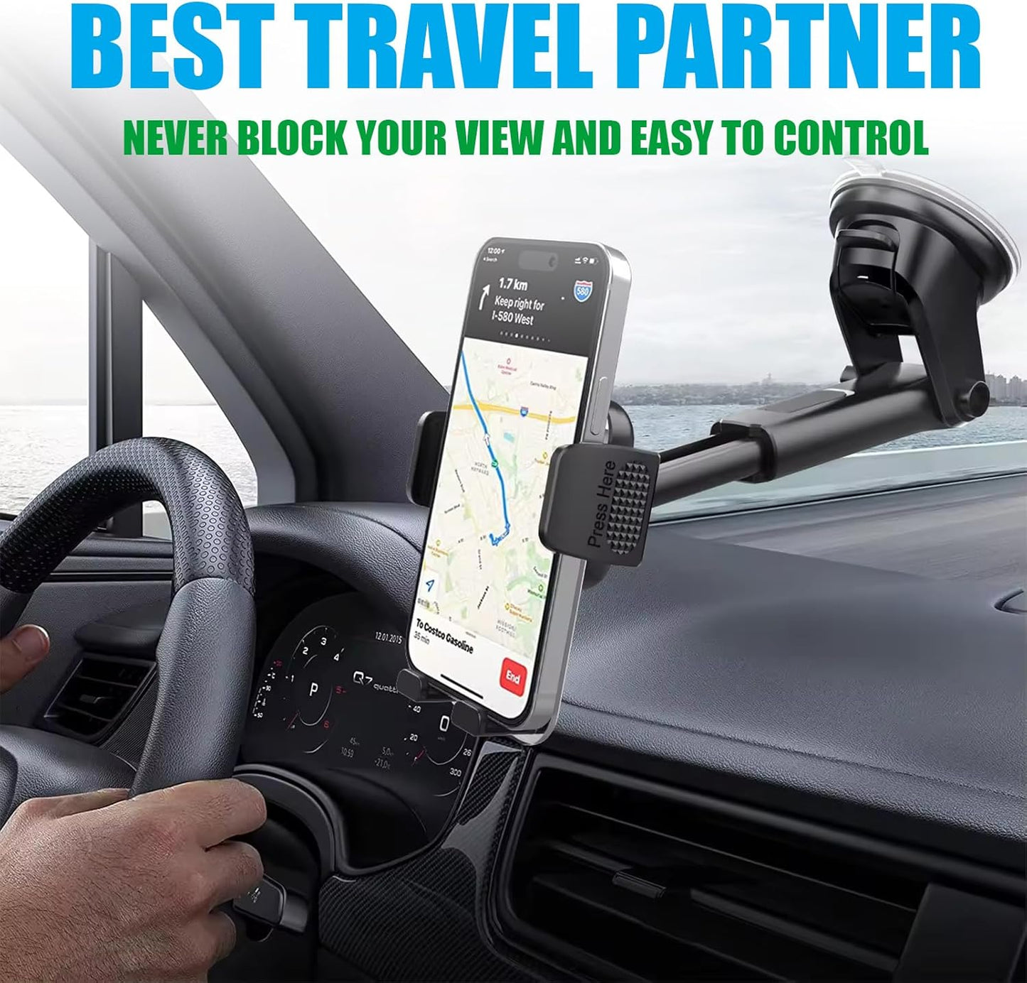 Car Phone Holder for Dashboard, Windshield, Air Vent - Universal Mount, Heavy Duty, Compatible with All Smartphones