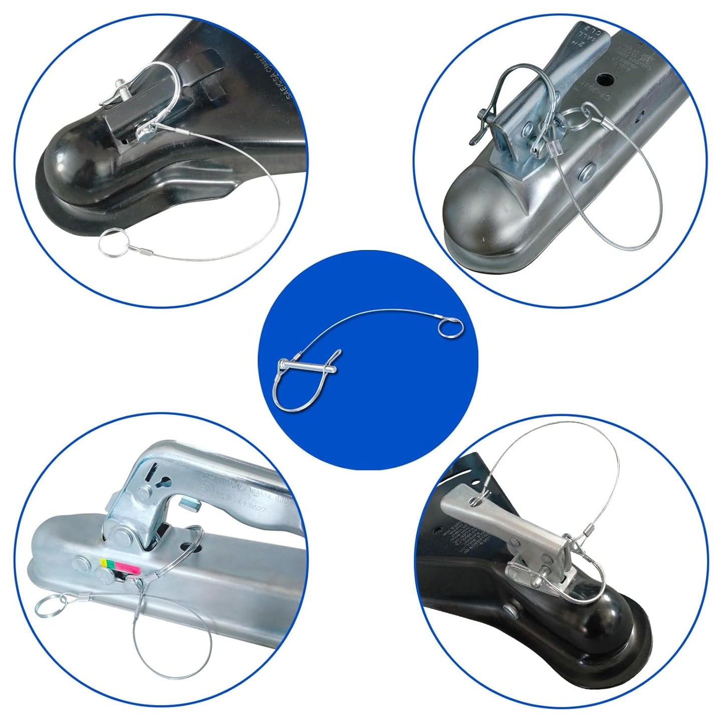 Trailer Coupler Pin 5/16" x 2-3/4"(Wx L) Trailer Pins Prevents Loss with Plastic Coating Tether（11-1/2"） Quick Release Ring Hitch Pin for Farm Trailers Trailer Towing Lawn 5Pcs