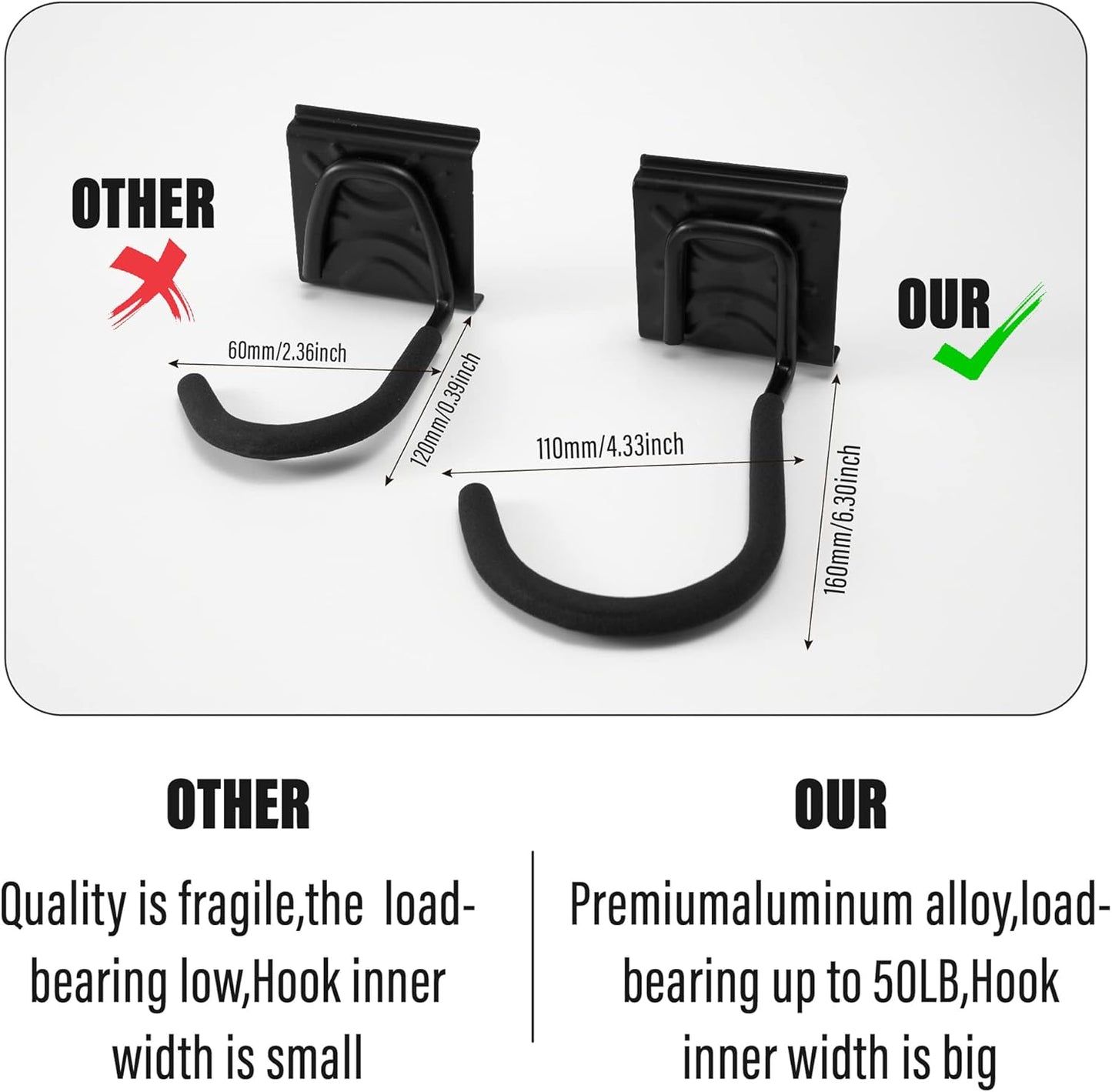 Sinoer Bike wall mount, Bicycle Wall Bracket for 6 Bike+6 Helmets, bike racks for Garage/Home, Vertical Cycling Hanger, Holder for Road Bicycles - 4 Rails