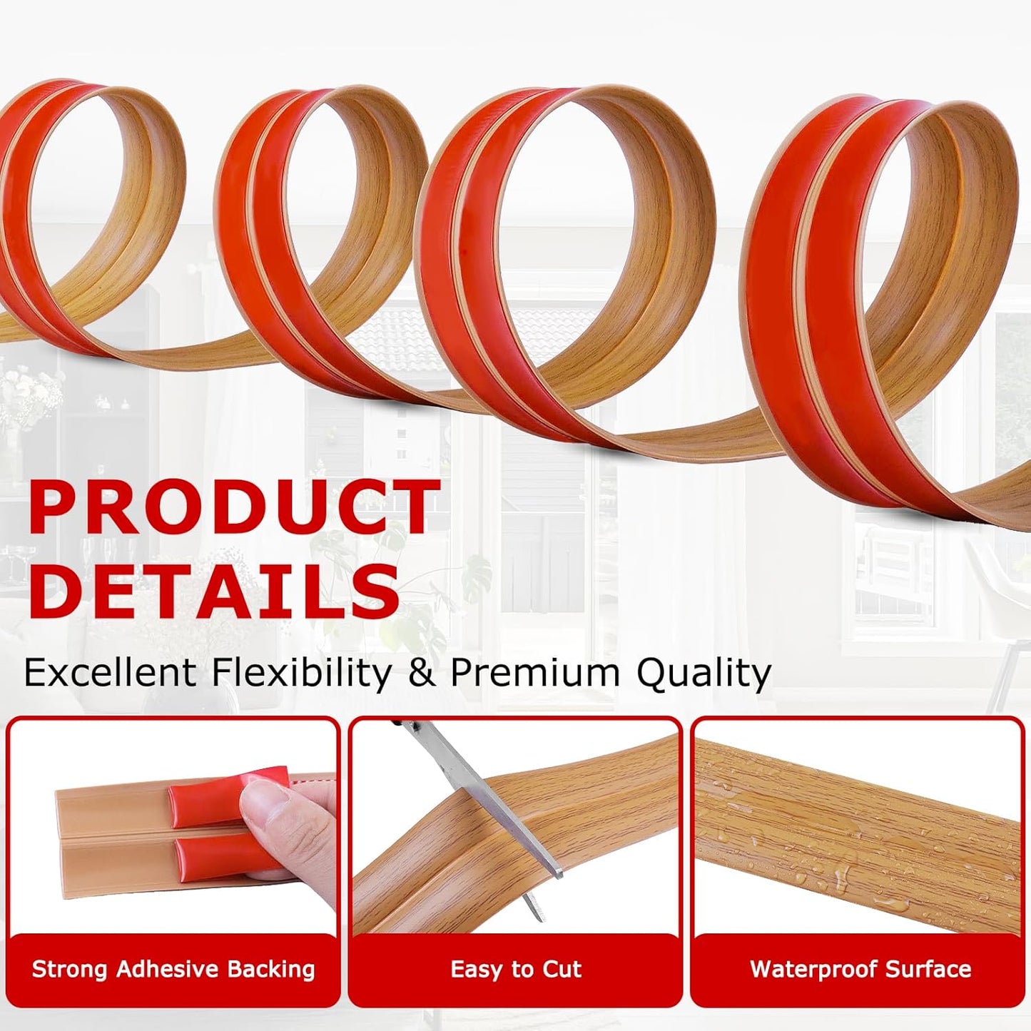 Flexible Wall Corner Protector Moulding Trim Peel and Stick Wall Corner Guards Edge Protector Self Adhesive Molding Trim Strip for Edge Ceiling (Light Brown Wood Grain, 0.8 in x 40 Ft)