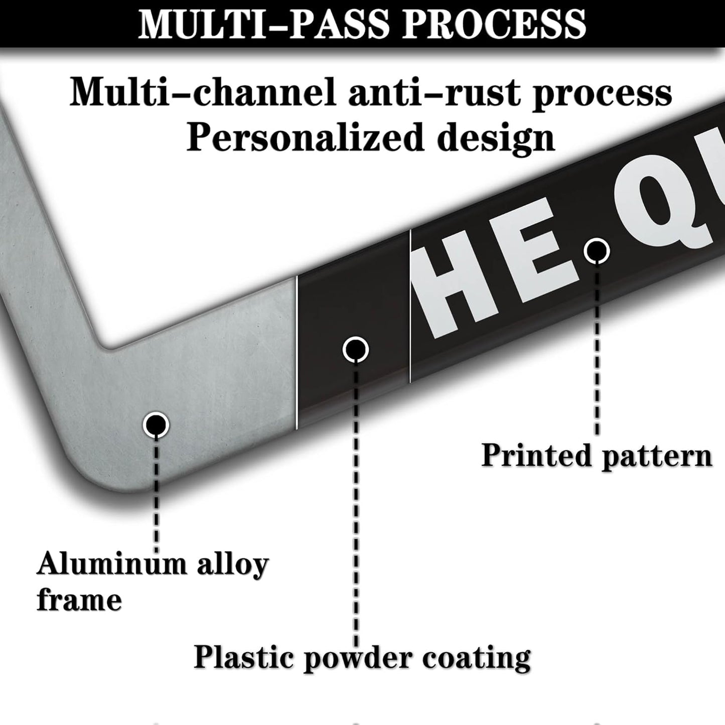 License Plate Frame Black and White License Plate Holder Property of The Queen Universal Aluminum Car Accessory 2 Pack with Screw Covers Set