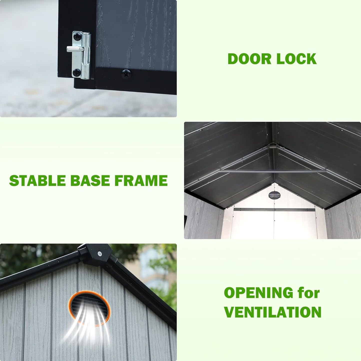 9×7 FT Outdoor Storage Shed, Large Backyard Sheds with Door, All-Weather Plastic Shed with Window, Vents, for Backyard, Patio, Lawn (9×7 FT)