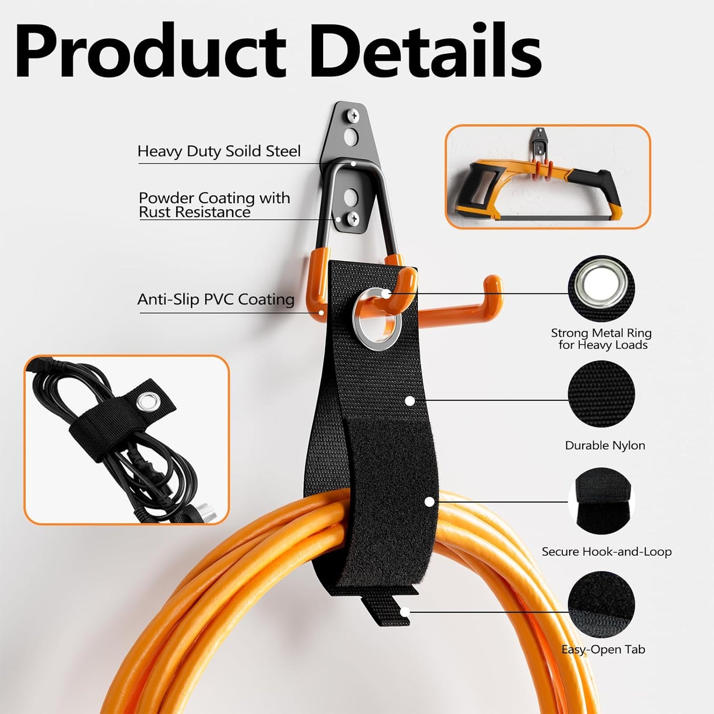 Garage Storage Hooks, 12 Pack Steel Heavy Duty Wall Mount Hooks for Hanging Bike, Ladder, Garden Tools