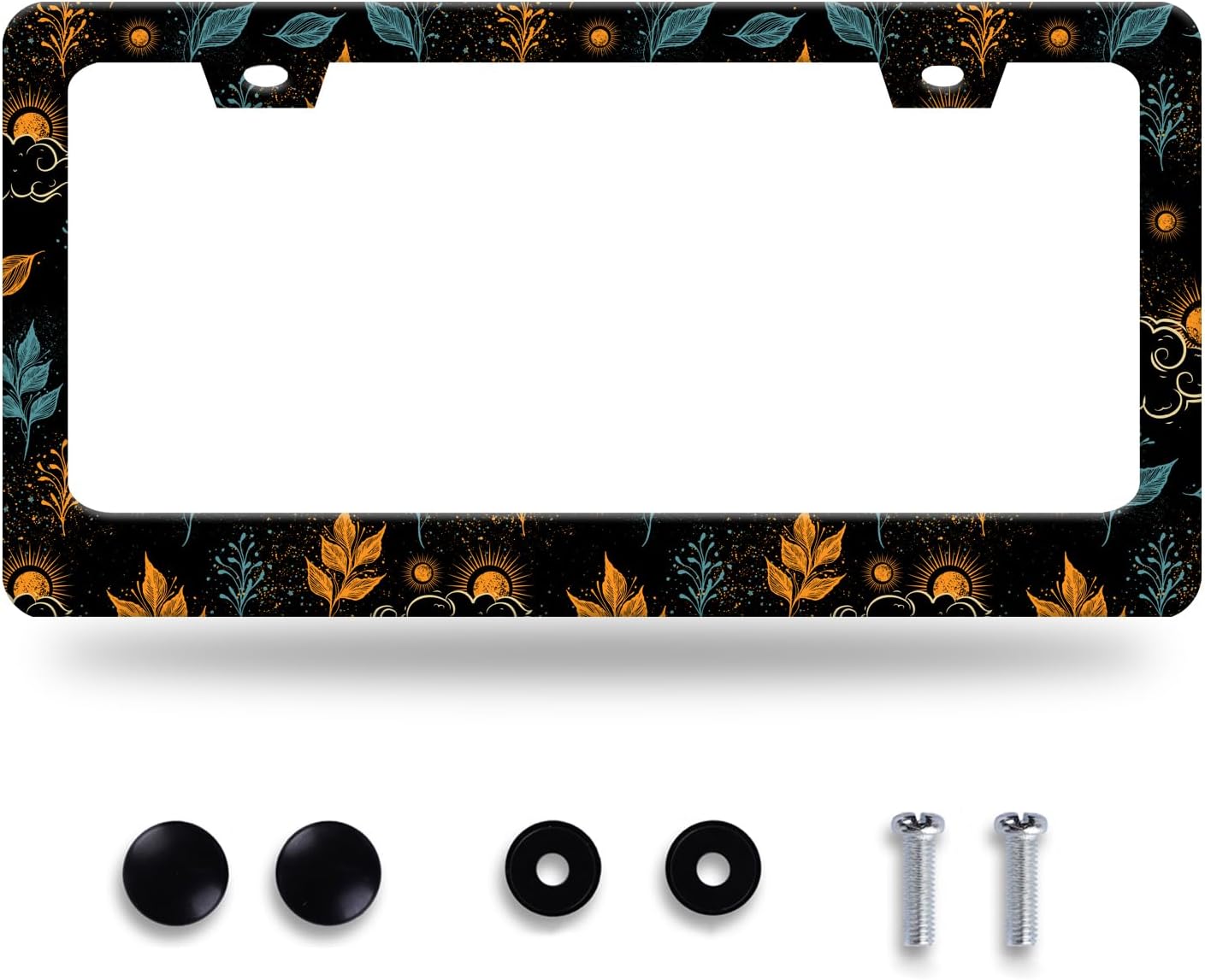 Galaxy License Plate Frame Colorful Starry Sky License Plate Stainless Steel Funny License Plate Holder for Men Women Universal Car Accessories Decoration 12.3" x 6.3"