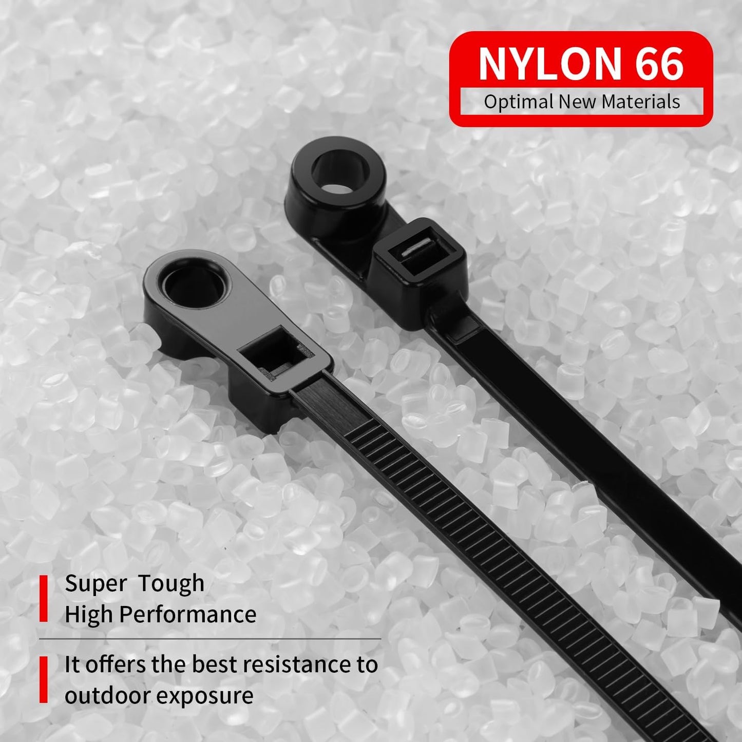 200 PCS 14 inch Black Zip Ties with Screw Hole 70lbs Mountable head Cable Ties Straps Multipurpose Heavy Duty Nylon Cable Zip Ties with Screw Mounting Hole