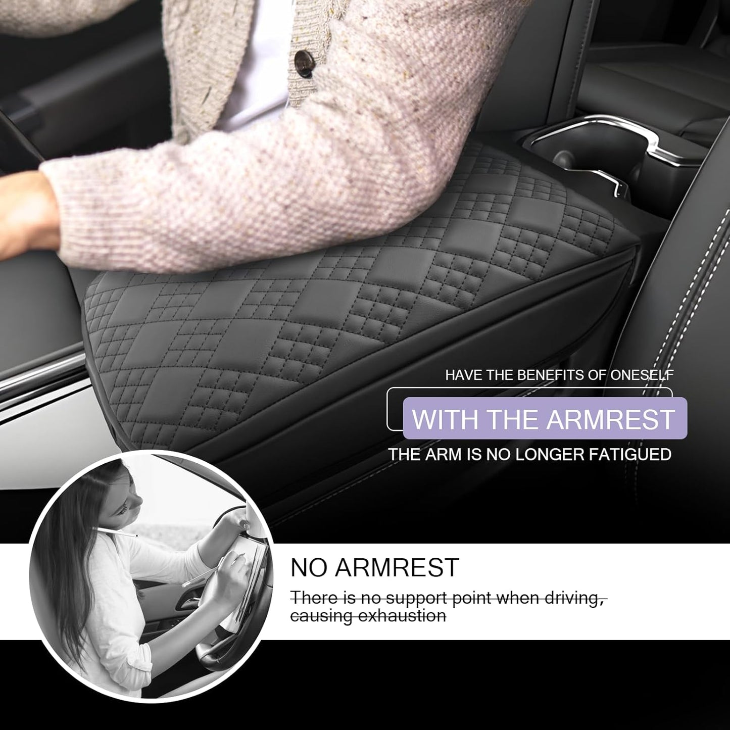 2025 2026 Traverse Center Console Cover Compatible with 2024 2025 2026 Chevrolet Traverse Accessories 2025 Traverse LT/RS/Z71/High Country Armrest Console Cover (Thick Black)