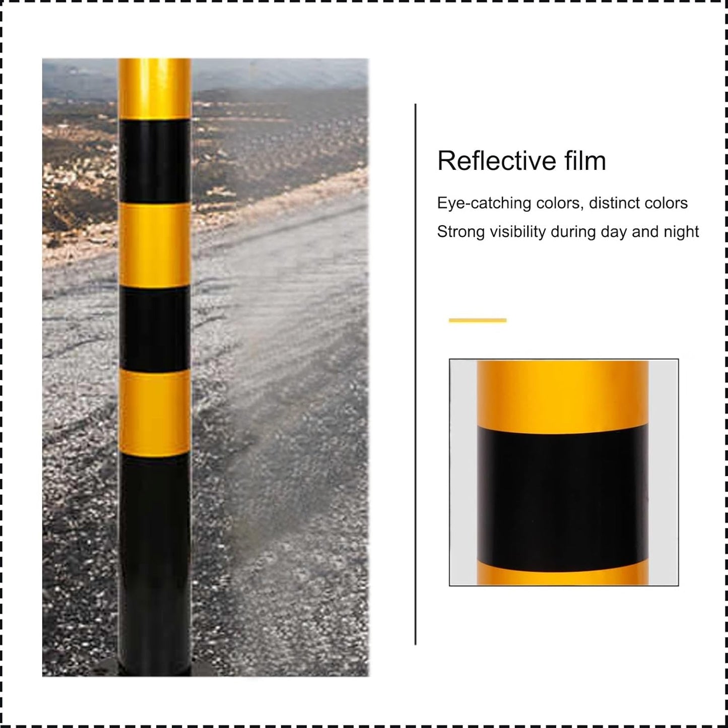 Safety Barrier Bollard for Driveways, Parking Bollard for Warehouse, Traffic Barricade Cones, Parking Stopper for Garage, for Construction Sites etc(Black (2PCS))