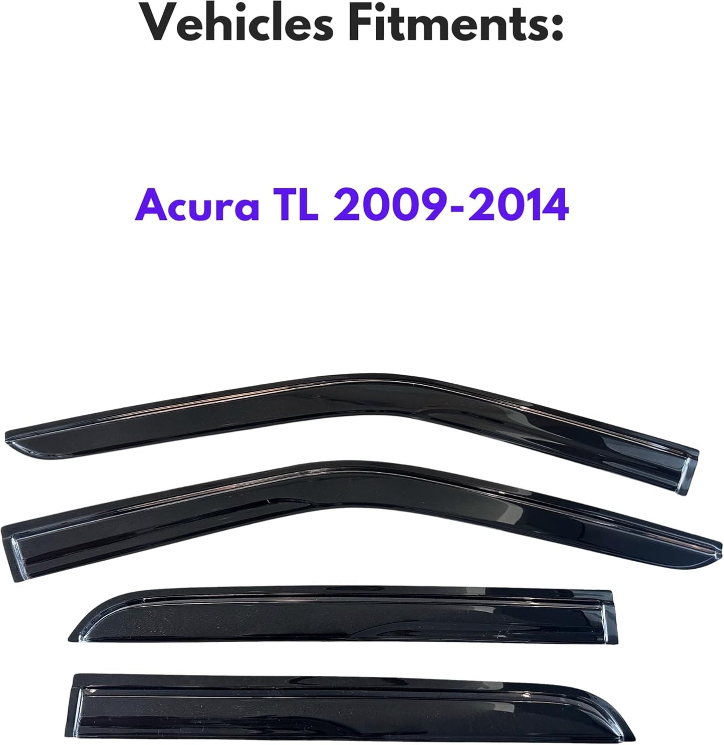KPY Window Visor Compatible with Acura TL 2009-2014, 4PC Rain Guard Side Window Vent Deflectors Tape-On Mugen Style, 2009 2010 2011 2012 2013 2014