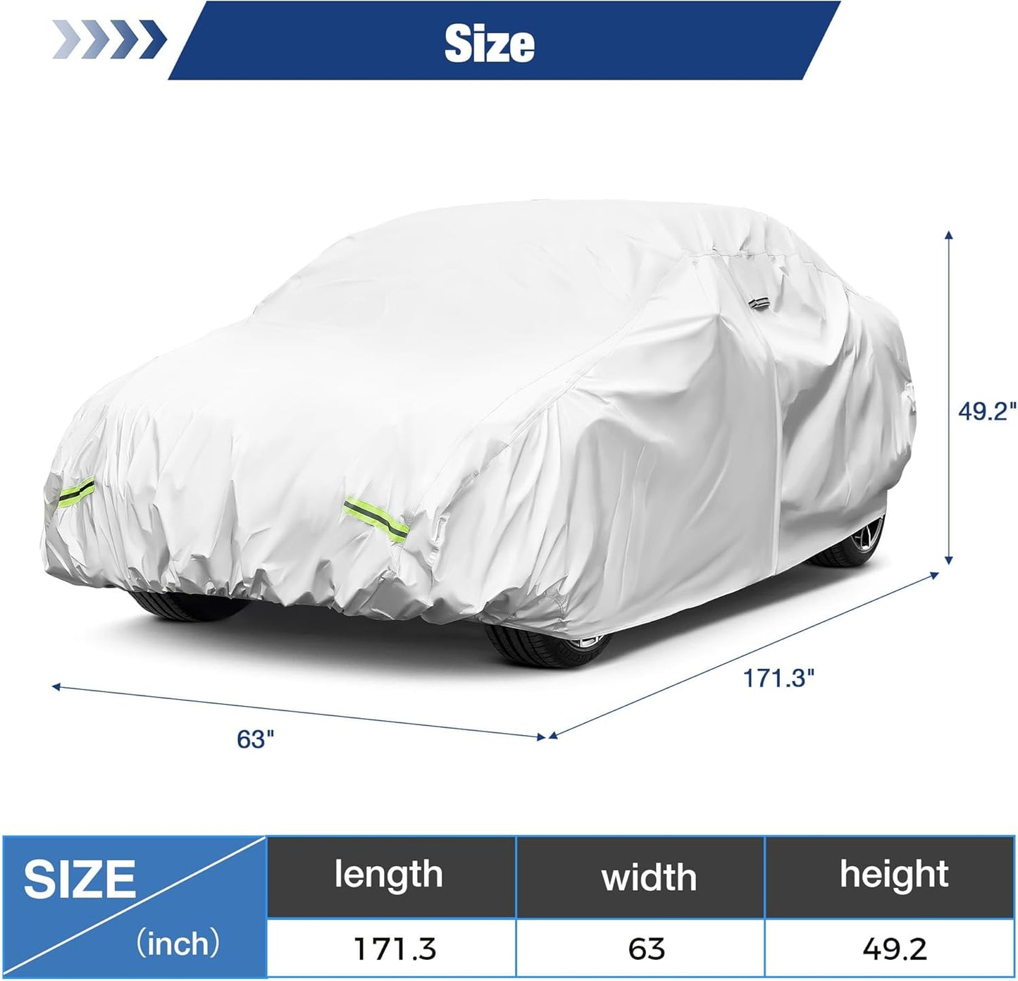 YOLENY Car Cover Waterproof All Weather Full Exterior Covers with Zipper,Universal Fit SedanToyota 86/Supra,Nissan 370Z/350Z,Audi A3,Kia Spectra,Acura Integra,Dodge Viper etc.(UP to 171 inch)