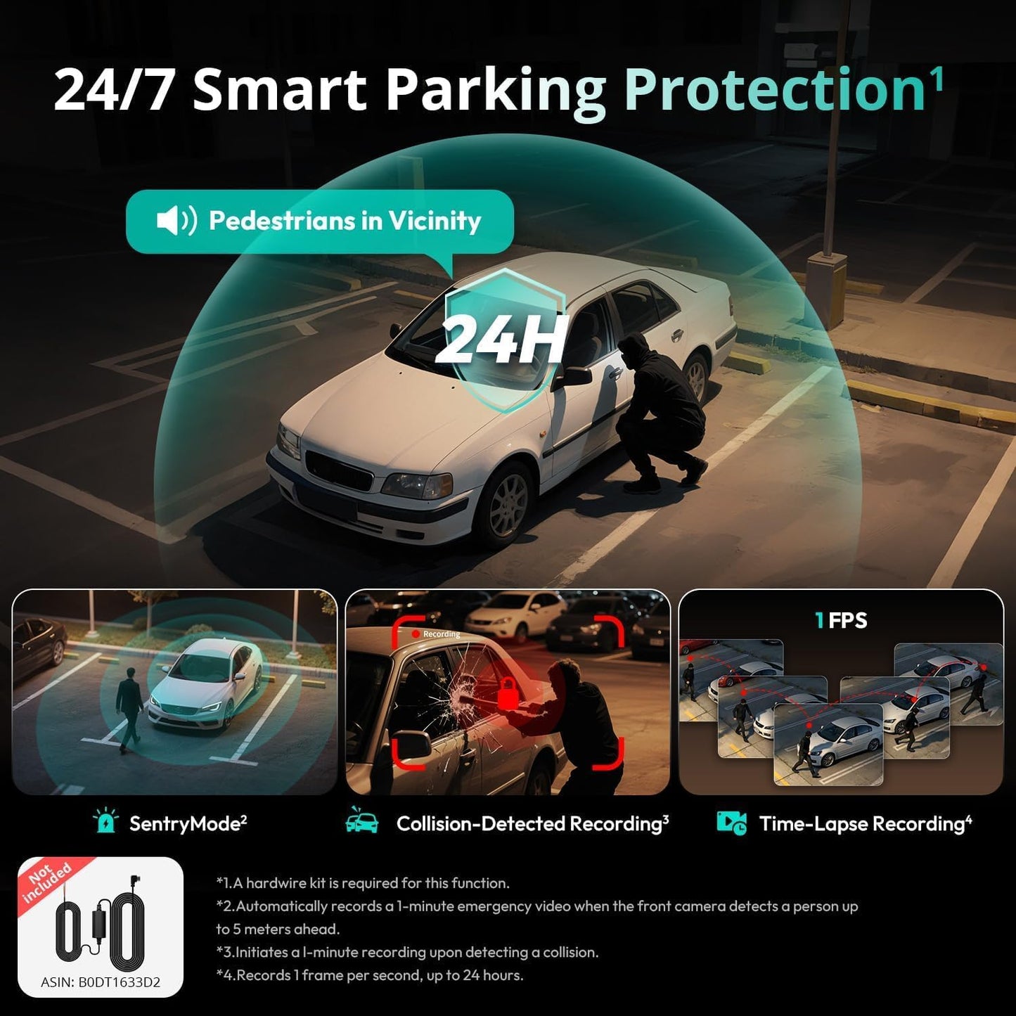 3K 4 Channel Dash Cam, 560° All-Sides View, Front and Rear Inside Car Camera with 3.18”Touch Screen, Dash Camera 24/7 Parking Mode, Built-in GPS 5.8G WiFi Night Vision Voice Control, Free 128GB Card