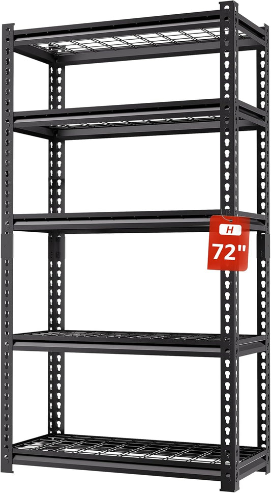 5 Tire Storage Shelving Heavy Duty Garage Shelves 2000LBS Load Bearing, Full Metal Shelving Units, Durable Construction, Adjustable Shelves, Easy Assembly, 36''W x 16''D x 72''H