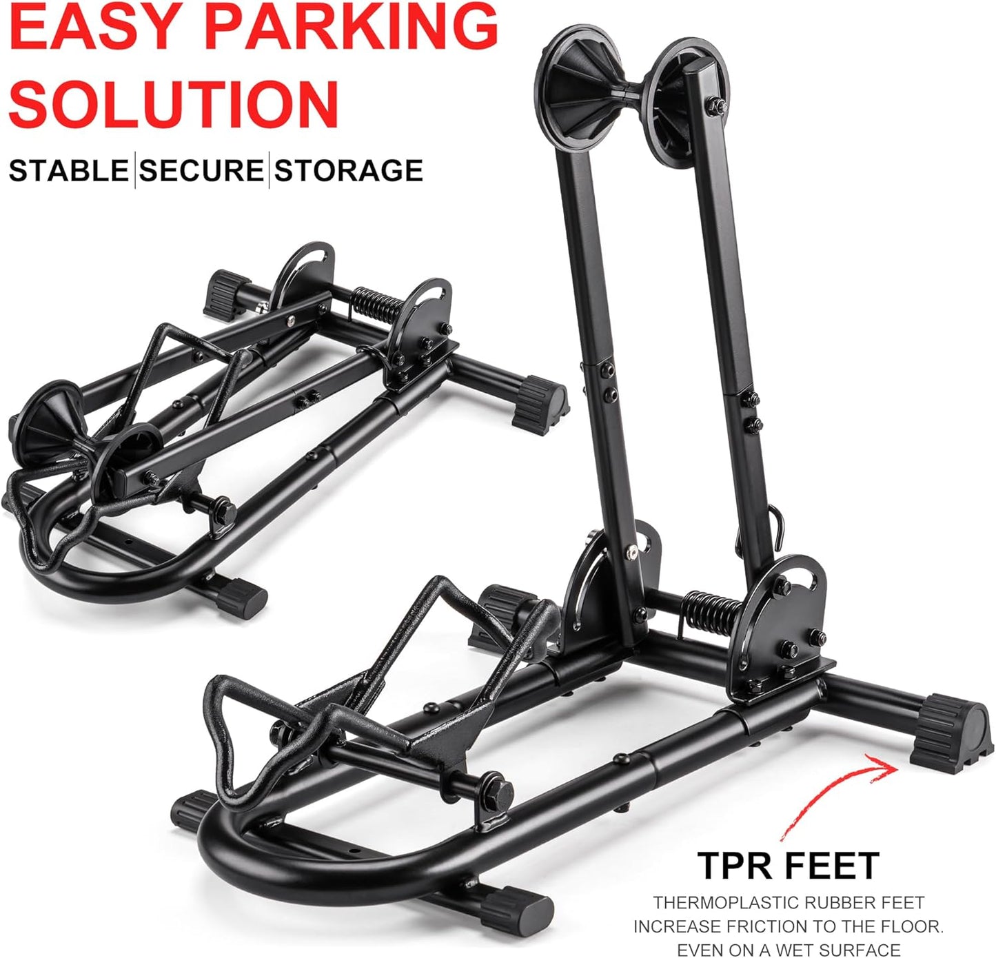 Indoor Bike Floor Stand - Bike Stand Rack for Garage/Home - Bike Storage Bicycle Parking Rack Fit 26”-29” Mountain Road Bikes