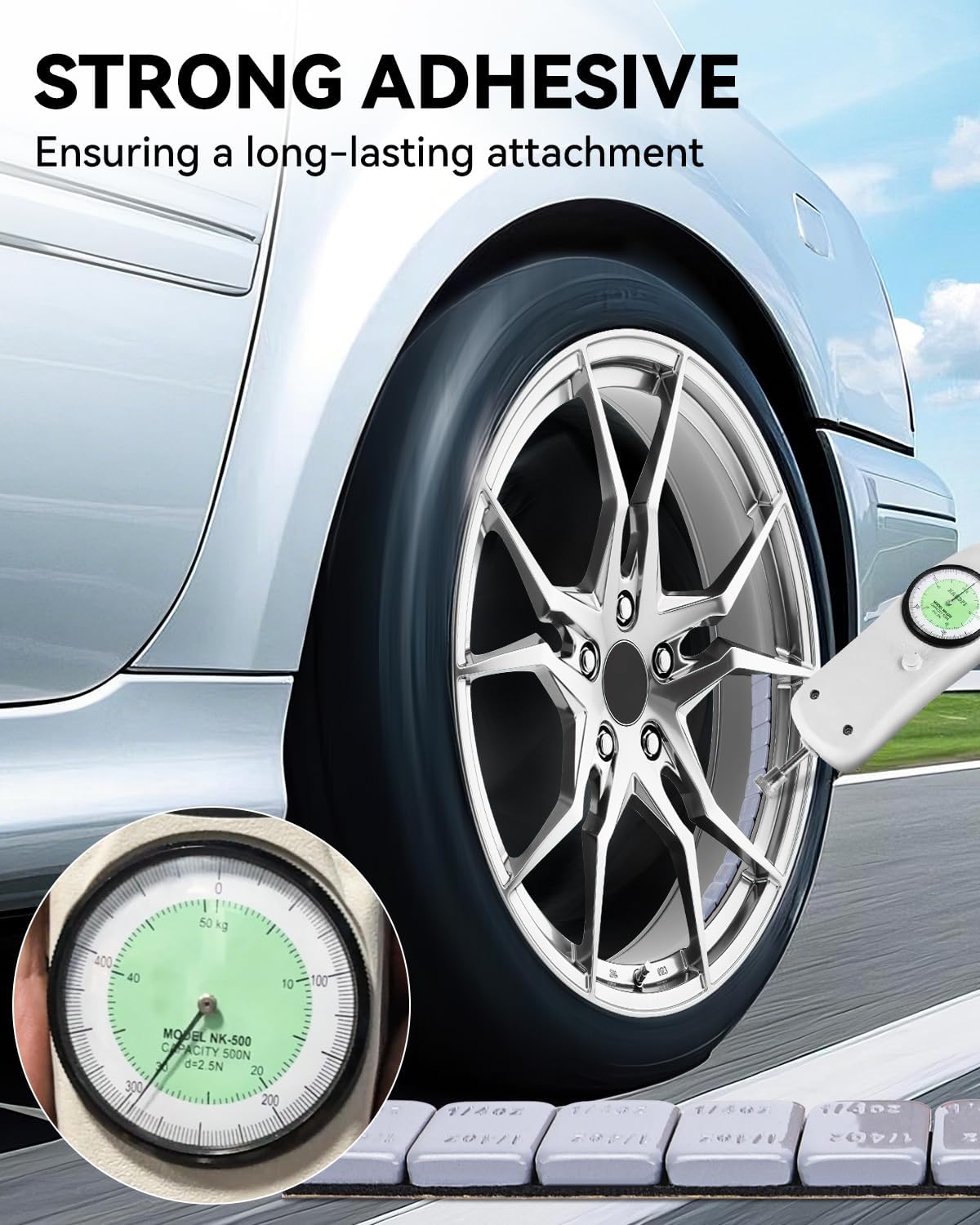 YIZBAP Wheel Weights Gray 1/4oz, 72 oz/Box, 288pcs, with Strong Black Adhesive. 0.25 Ounce Stick on Wheel Weights for Cars, Trucks, SUVs, Motorcycle and Others