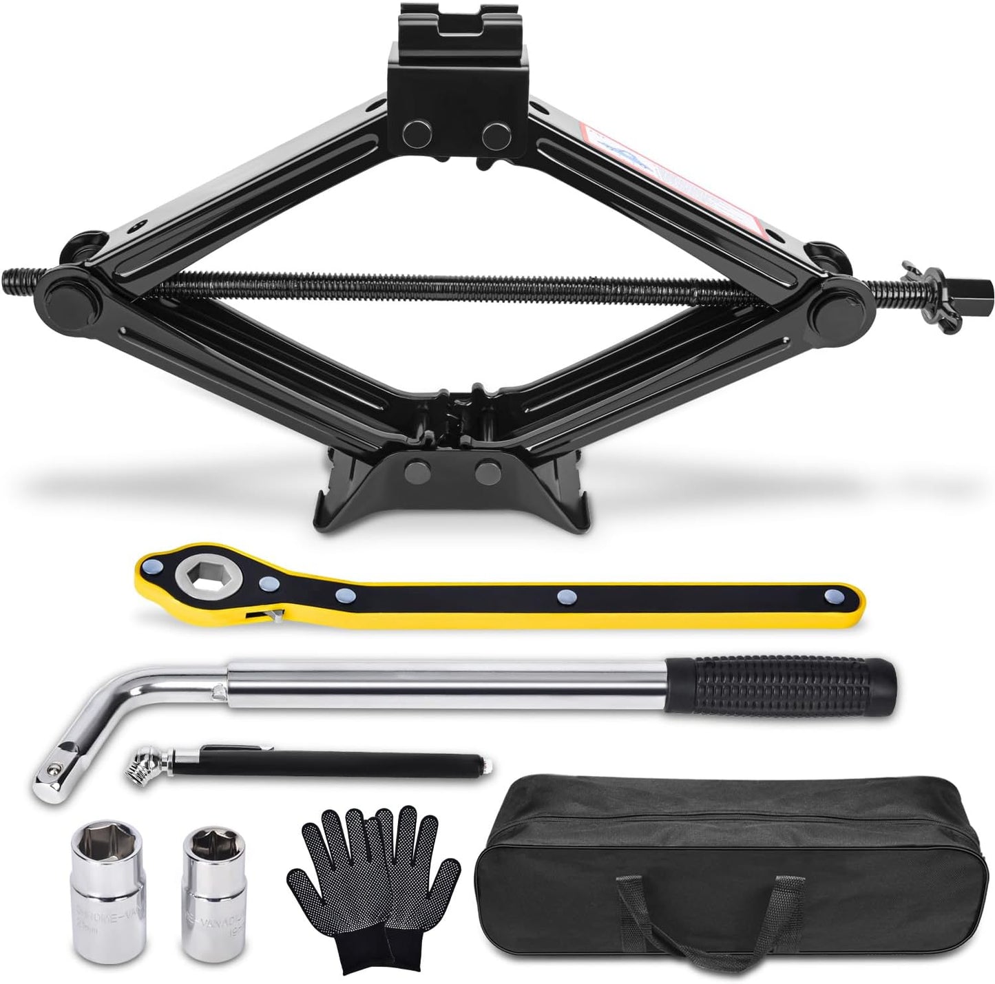 Car Jack Kit Scissor Jack for Car 2.5 Ton (5511 lbs) Tire Jack Tool Kit Universal Car Emergency Kit with Lug Wrench Tire Changing Kit for Car SUV