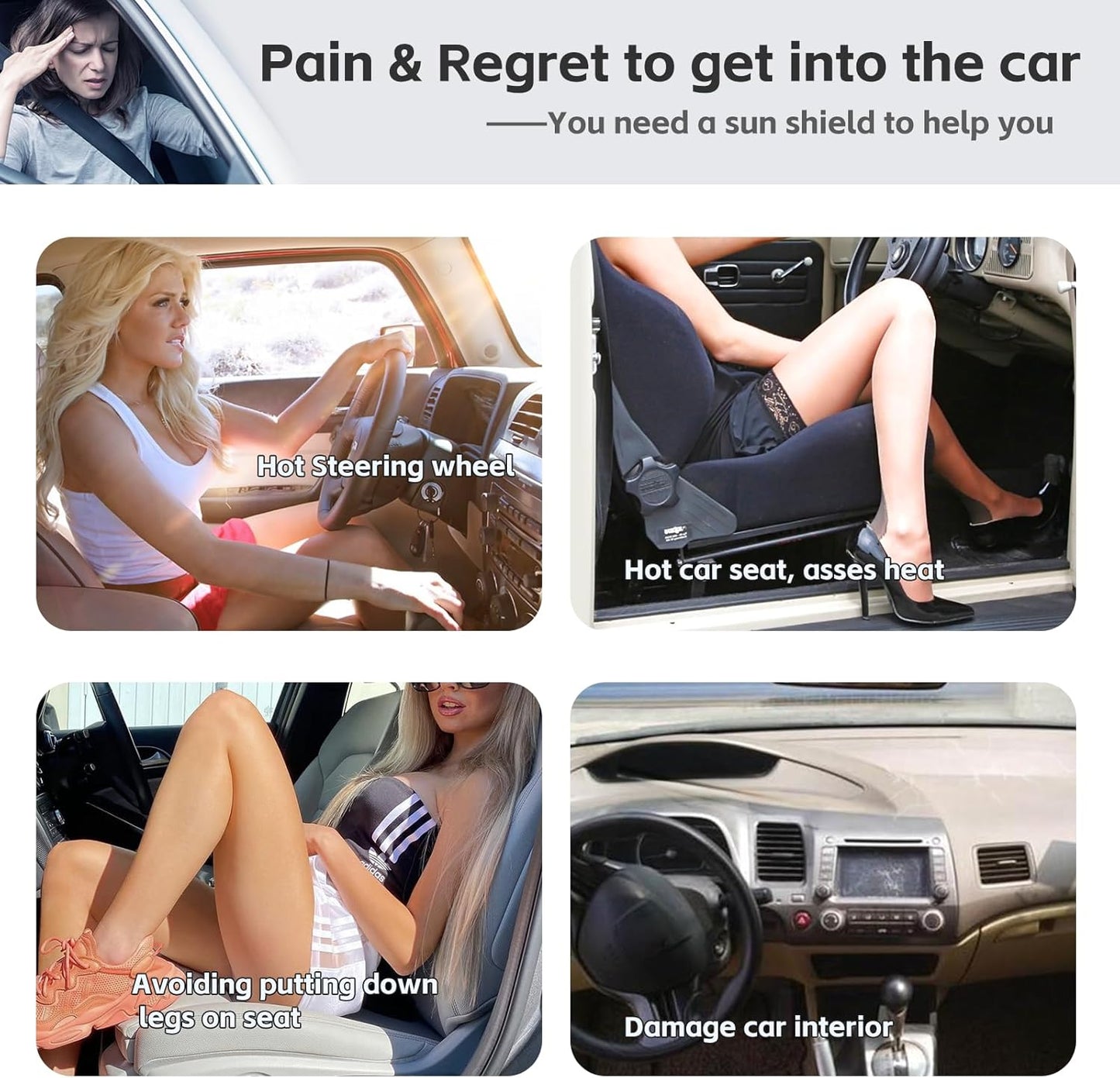 for Honda Civic 2022-2024 2025 Sun Shade Sunshade Windshield Cover, 4-Layer Front Window Shade Custom Fit Civic (Not for 2022 Sport) Sedan, LX, EX, EX-L, Touring Sun Visor 240T Shade Car Accessories