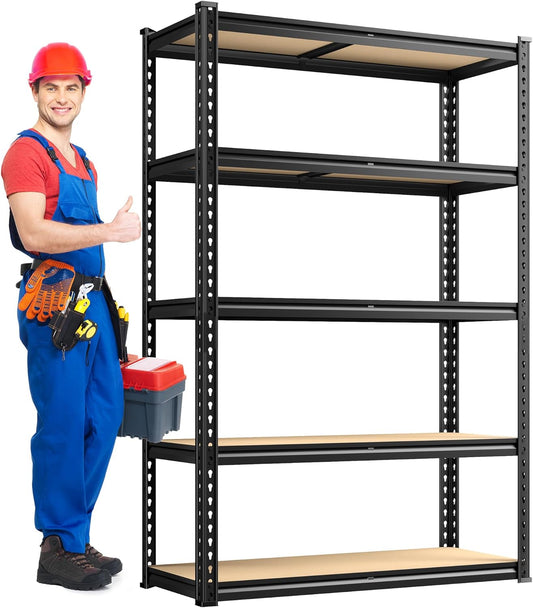 REIBII 2020LBS Storage Shelves 5 Tier Garage Shelving Heavy Duty Adjustable Garage Shelves, Utility Rack Shelf, Shelving Units for Storage Warehouse Pantry Closet, 35.5" W x 11.9" D x 72" H, Black