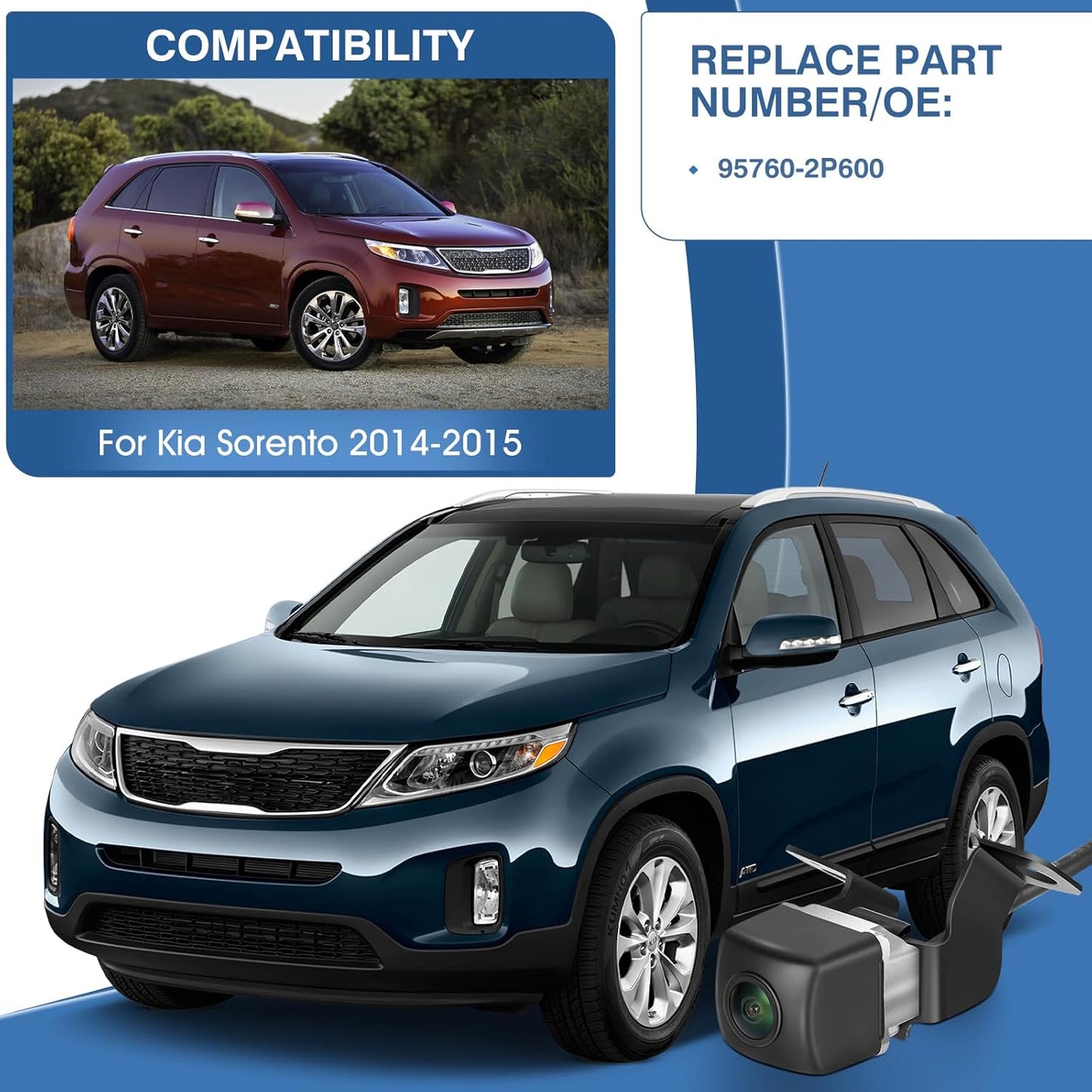 Rear View Backup Camera Fit for Kia Sorento 2014-2015, Reversing Parking Assist Camera OE Replacement 95760-2P600 95760 2P600 957602P600 95760-2P600FFF 957602P600FFF 95760 2P600FFF