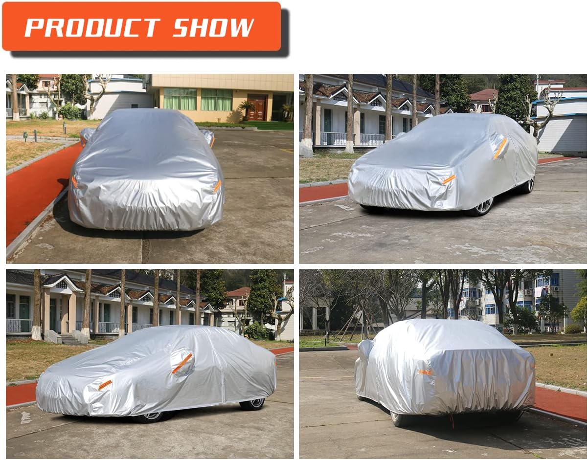 Kayme Car Covers for Automobiles Waterproof All Weather Sun Uv Rain Protection with Zipper Mirror Pocket Fit Toyota Camry, Honda Accord/Civic, Nissan Altima, Kia K5 etc.(186 to 193 Inch) 3XL