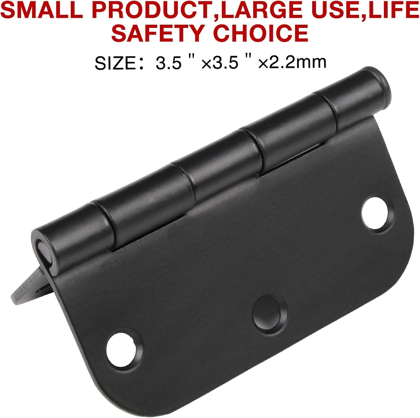 18 Pack Matte Black Door Hinges 3.5 x 3.5 Inch Interior 3 1/2 Inch Door Hinges for Doors Rounded 5/8" Radius Corners Flat Iron Hinge 3 ½"x 3 ½" Door Hardware Controls