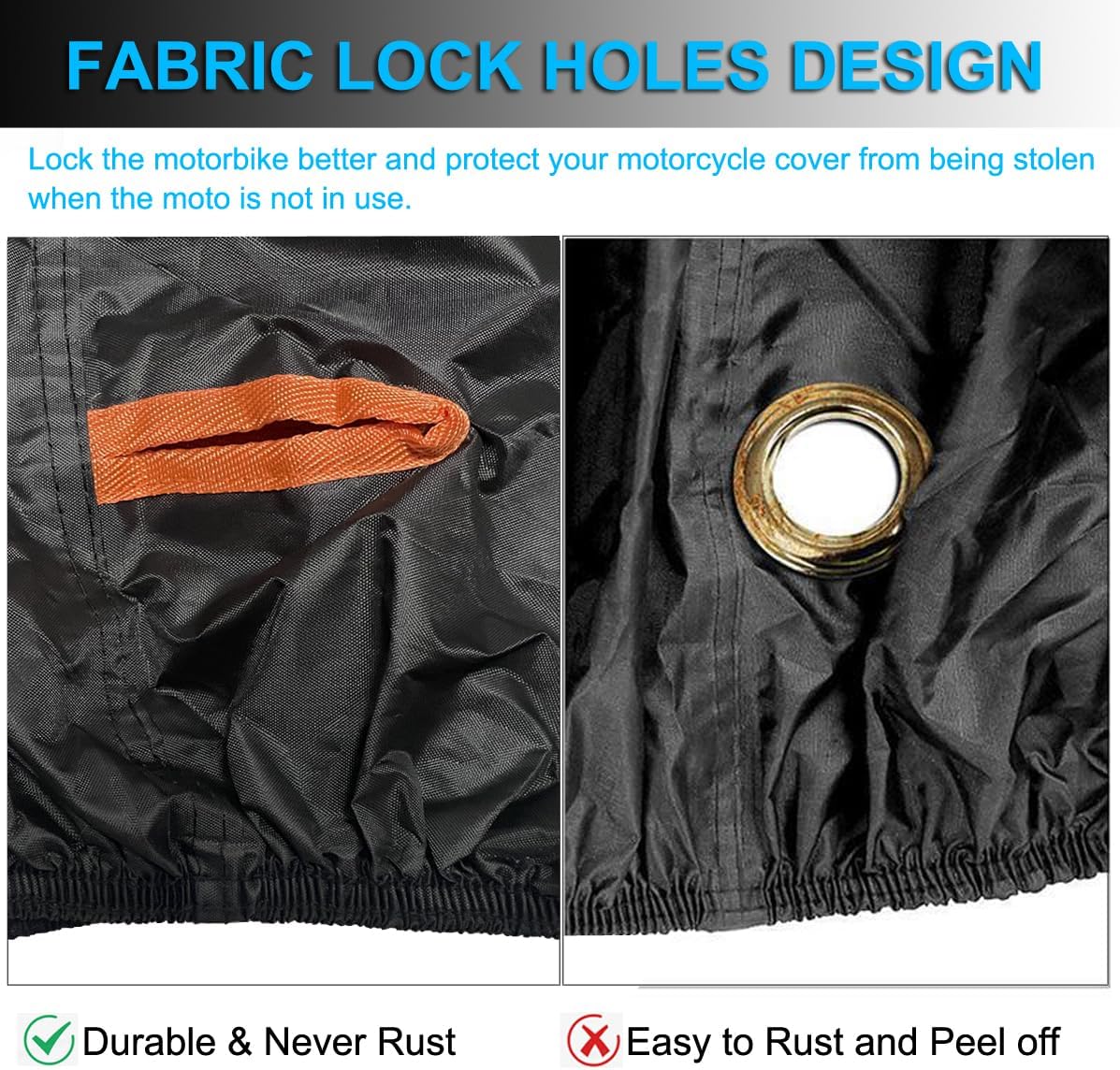 Motorcycle Cover Waterproof Outdoor, 300D Heavy Duty Motorcycle Cover for Harley Davidson Sportster 1200 883 Fat Boy 114 Street Bob, All Seasons Protection Scooter Cover Fits up to 96" - Black