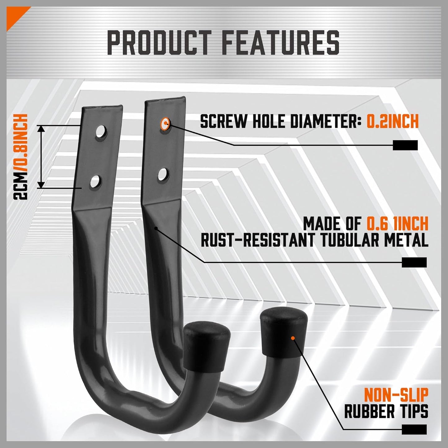 HORUSDY Garage Hooks Heavy Duty - 6Pcs 4.37 Inch Metal Garage Storage Hooks for Wall, Utility Hook for Hanging, Easy Use