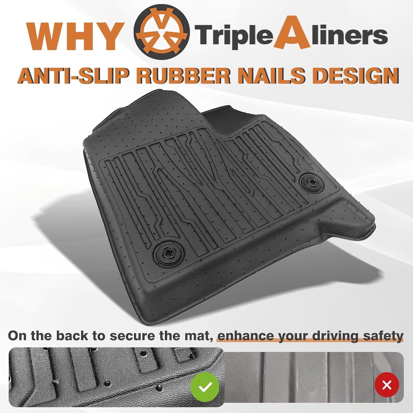 TripleAliners Floor Mats&Trunk Mat All Weather Car Liners Compatible with 2024+GMC Acadia/Chevy Traverse&2025 Buick Enclave Accessories TPE Custom Fit Full Set Liners Protection(Floor Mats+Trunk Mat)