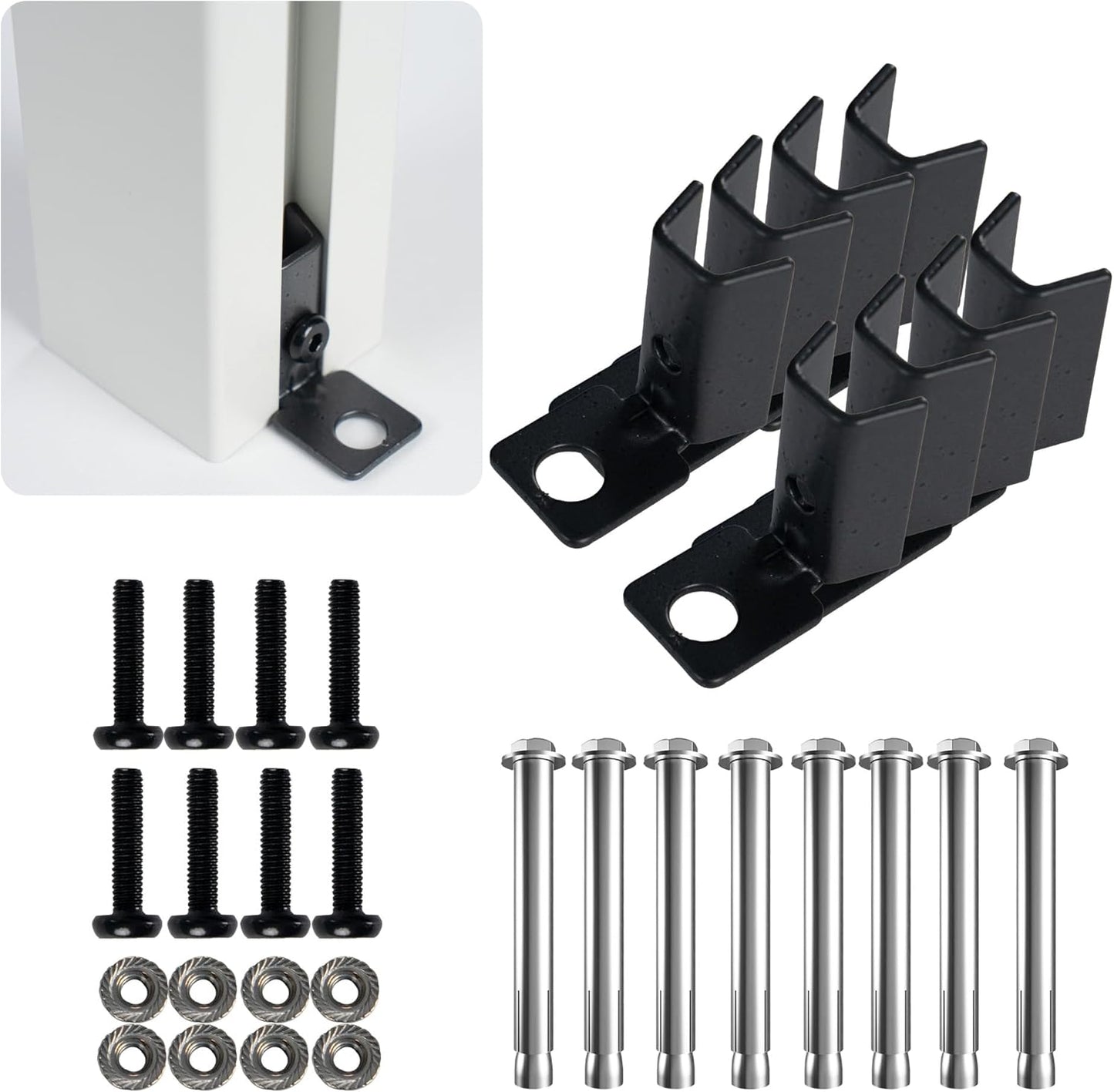 Kozyard Ground Mounting Kit for 4-Panel Privacy Screens – Perfect for Securing to Concrete – Helps Hide Clutter and Keep Your Outdoor Space Neat – Fits Both White & Black Panels