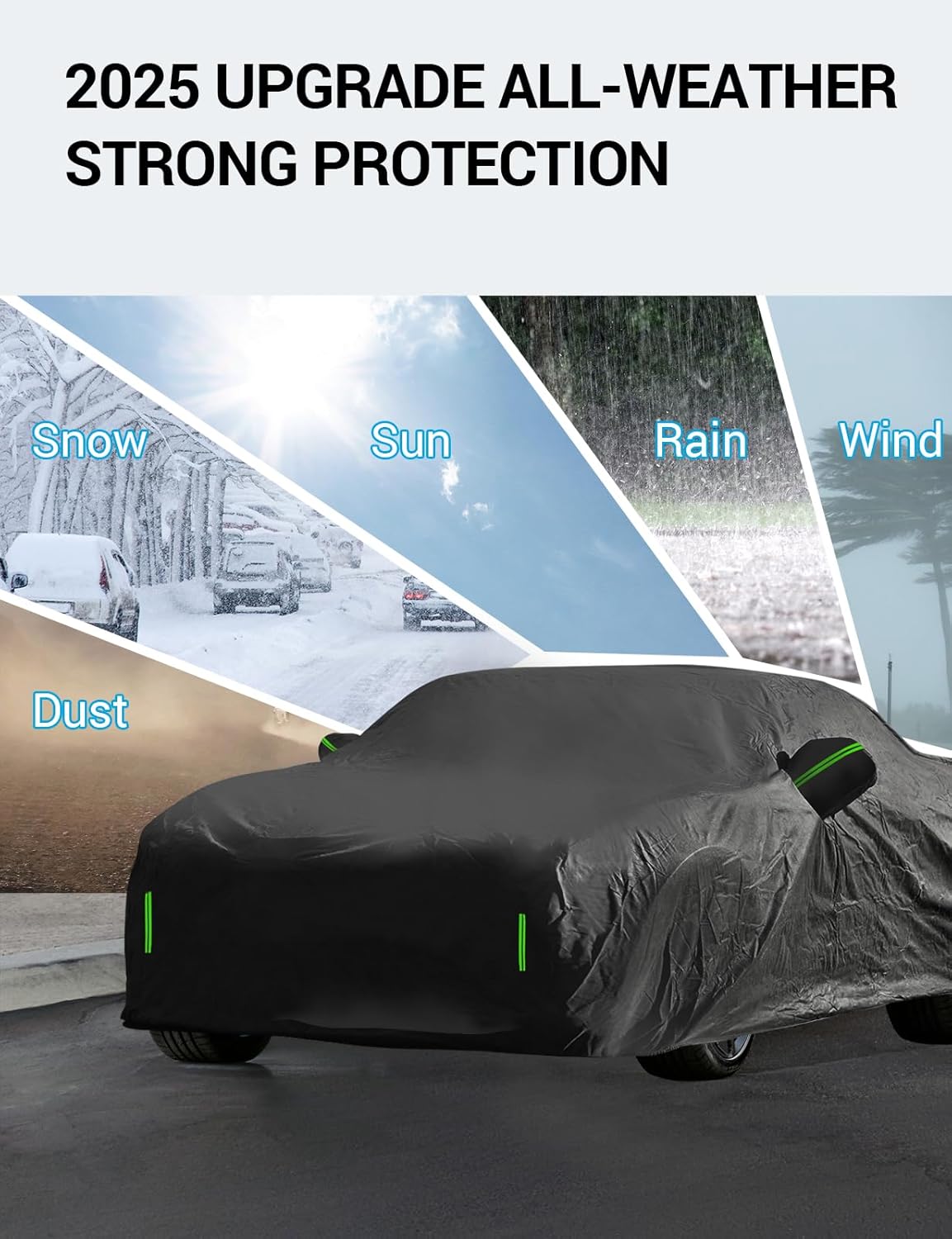 Proadsy 2025 Upgrade Car Cover for 2009-2024 2025 Kia Forte, Waterproof All Weather for Automobiles, Windproof Snowproof Rain Hail Sun UV Protection Full Outdoor Indoor Exterior Car Covers, Black