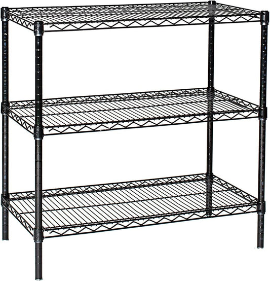 Omega 24" Deep x 60" Wide x 74" High 3 Tier Black Starter Shelving Unit
