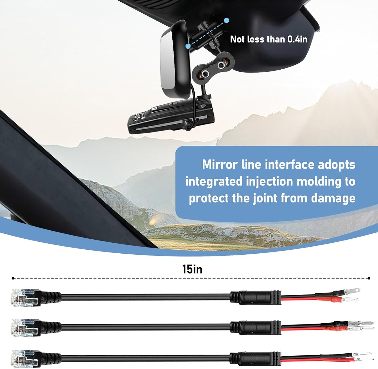 Radar Detector Mount,Rearview Mirror Rod Radar Mounting Bracket+Rearview Mirror Hard Wire Power Cord kit16,with Inline Fuse (for Escort Beltronics Vector Rocky Mountain Phantom-T Radar)