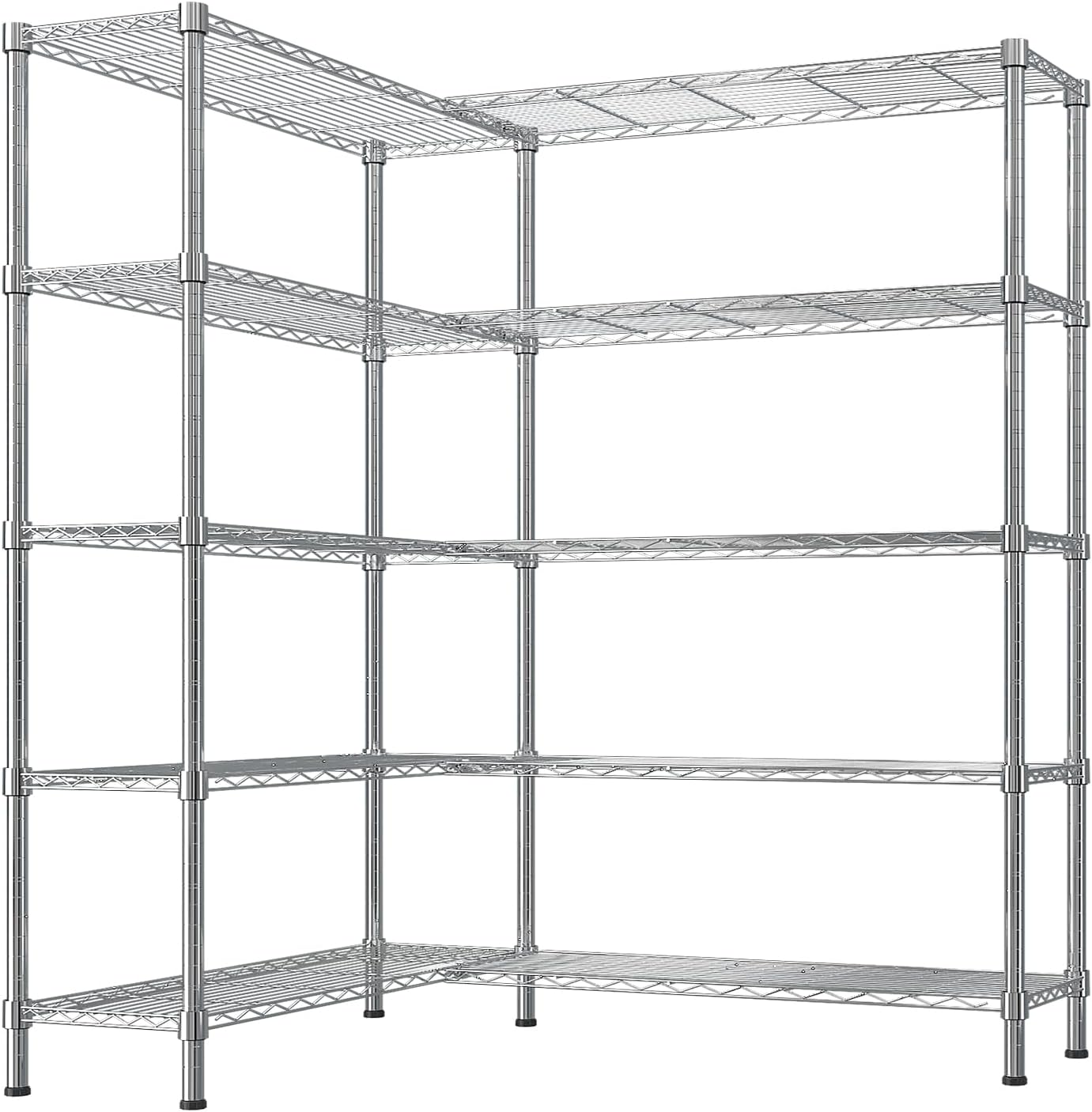 VINGLI 5 Tier Storage Shelves 1430LBS Heavy Duty Metal Shelving, Upgraded 58" W Garage Shelving Unit, Adjustable Wire Shelf for Storage Rack Commercial Pantry Shelf Organizer, 58" W × 13.8" D × 71" H
