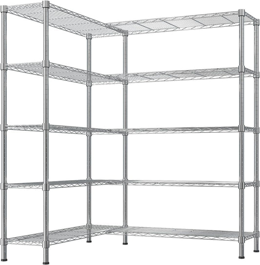 VINGLI 5 Tier Storage Shelves 1430LBS Heavy Duty Metal Shelving, Upgraded 58" W Garage Shelving Unit, Adjustable Wire Shelf for Storage Rack Commercial Pantry Shelf Organizer, 58" W × 13.8" D × 71" H