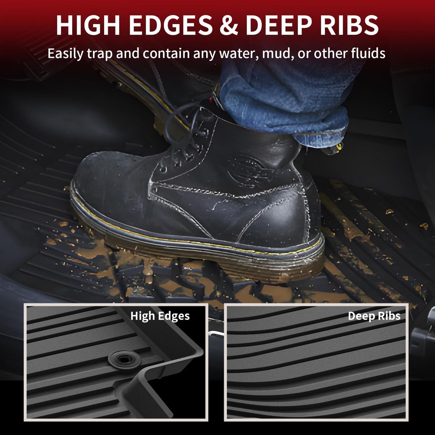 LASFIT Floor Mats for Toyota Grand Highlander 2024-2025 (Include Hybrid) & for Lexus TX350 2024, Custom Fit TPE All Weather Floor Liners 1st & 2nd & 3rd Row Car Mats Accessories, Black