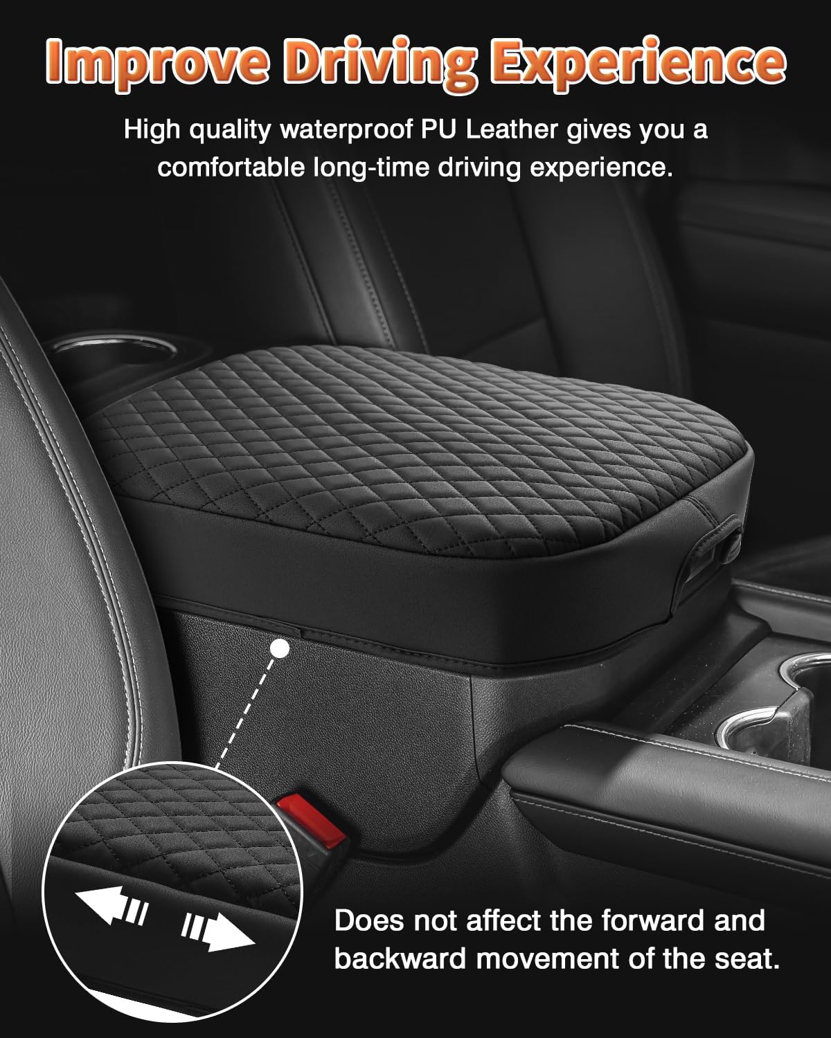 Shademax Center Console Cover for Chevy Chevrolet Tahoe, Suburban, Yukon 2021-2025 2026 Accessories Armrest Cover Cushion Pad Middle Console Cover Car Armrest Seat Box Protector Leather Anti-Scratch