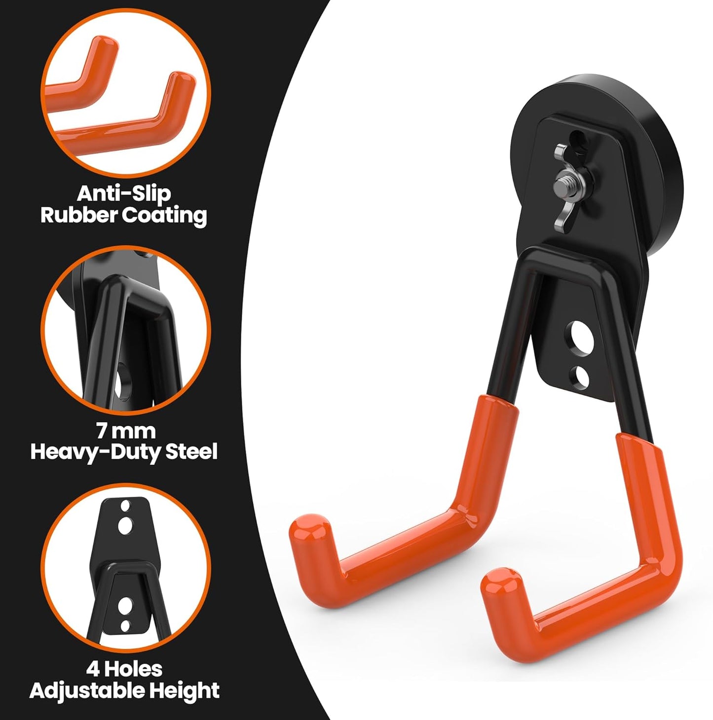 8 Pack Large Heavy Duty Magnetic Hook Extra Strong Magnetic Garage Hooks Big NdFeB Industrial Magnet Hooks Magnetic Utility Storage Holder Organization with Anti-Slip Coating for Hanging Garden Tool