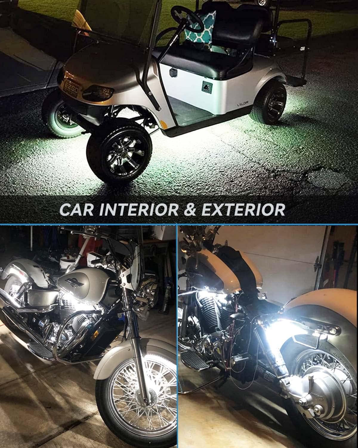 Keiurot 12V Led Light Strip 32CM Waterproof White Led Strip Lights for Cars Motorcycles Golf Cart Interior & Exterior Marine Boat 12V 5050 18SMD,Pack of 4