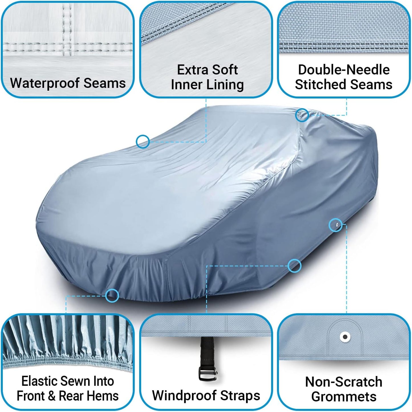 iCarCover Premium Car Cover for 1958-1972 Chevy Brookwood Heavy Duty Waterproof All-Weather Automobiles Custom Fit Indoor Outdoor UV Snow Protection Covers with Straps and Bag