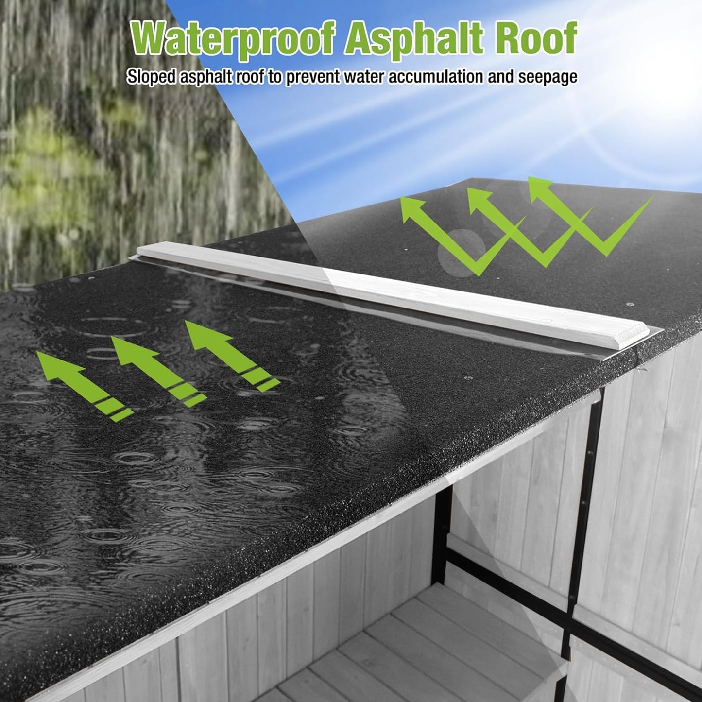 GUTINNEEN Outdoor Storage Shed with Metal Frame,Wooden Tool Cabinet with Adjustable Shelfs, House Garden Shed for Backyard Garden Patio Lawn