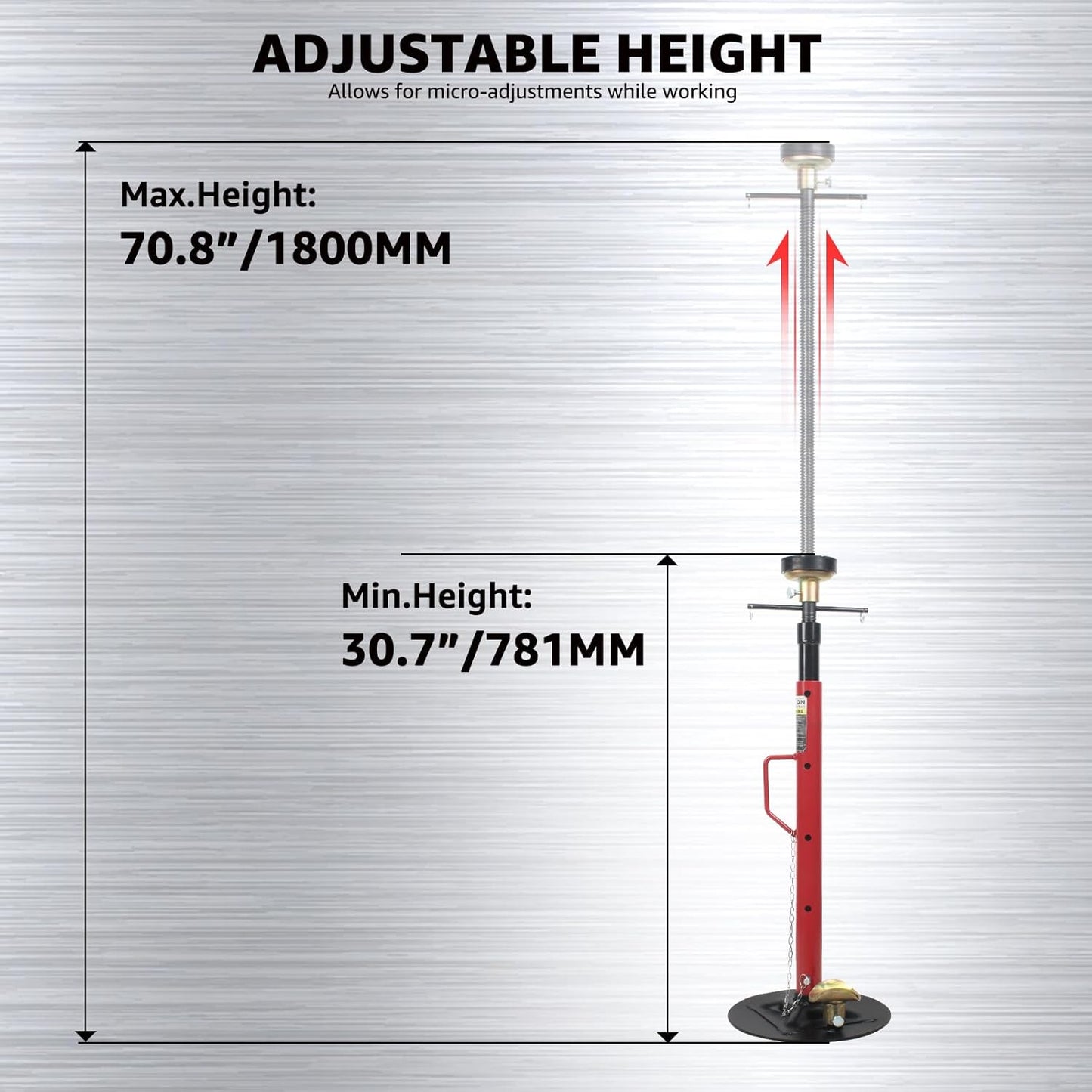 BESTOOL 1-Ton (2000Ibs) Underhoist Support Stand with Handle, Adjustable Height 30.7'' to 70.8'', Multi-Functional Topped Adapter, Easy Switching, Supporting Vehicle Components（US Patented）