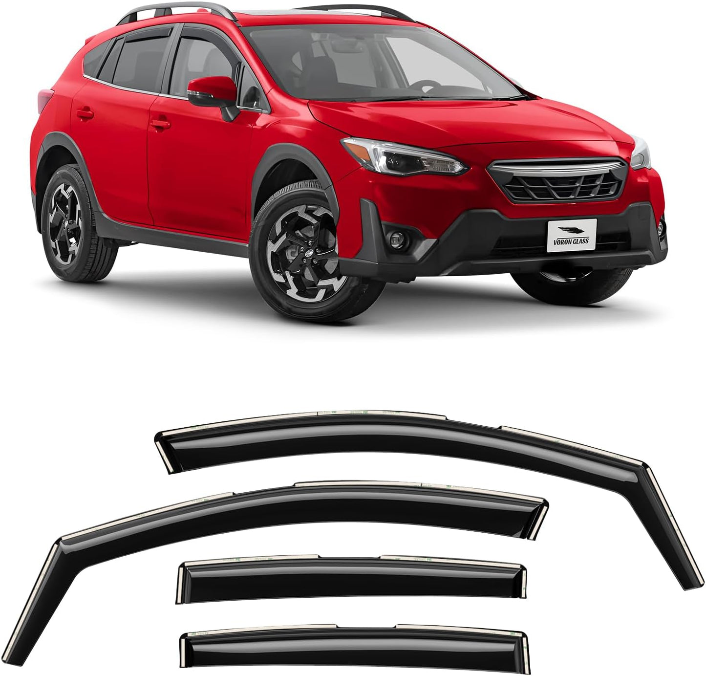 Voron Glass in-Channel Extra Durable Rain Guards for Subaru XV Crosstrek 2018-2023/Subaru Impreza 2017-2023 Hatchback, Window Deflectors, Vent Window Visors, 4 Pieces - 200477