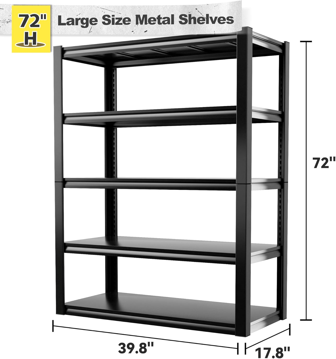 REIBII Garage Shelving Heavy Duty Garage Storage Shelves, Extra Large Adjustable Storage Rack with 5 Tier Metal Shelving Unit, 2500LBS Loads Heavy Duty Shelf, Easy Assembly, 2 Pack