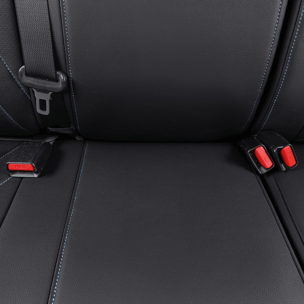 EKR Custom Fit Tacoma Car Seat Covers for Select Toyota Tacoma 2016 2017 2018 2019 2020 2021 2022 2023 Access Cab -Full Set,Leather (Black with Blue Trim)