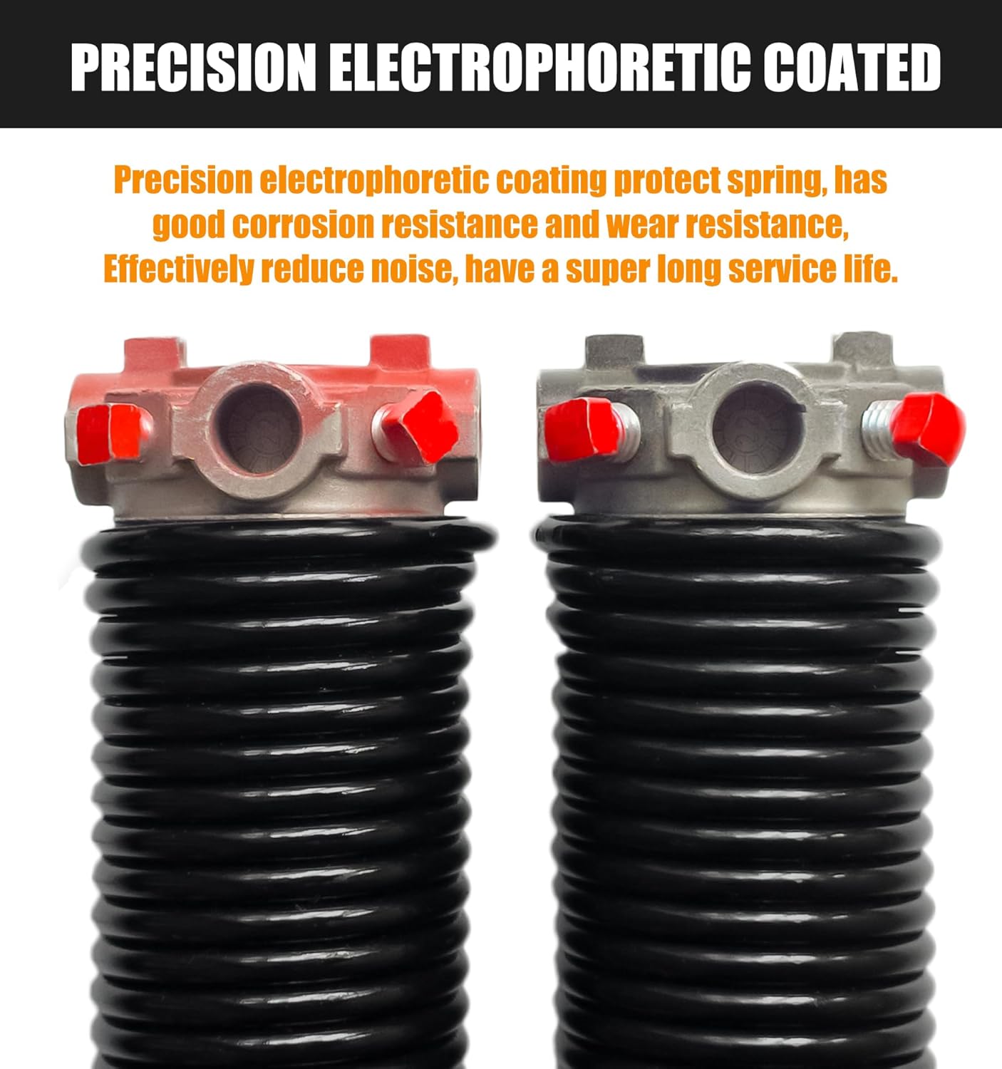 Garage Door Torsion Spring Set, Pair of 2" Electrophoresis Coated Garage Door Spring Replacement with 2 Non-Slip Winding Bars and Bearing, Minimum 16000 Cycles (.225x2x24")
