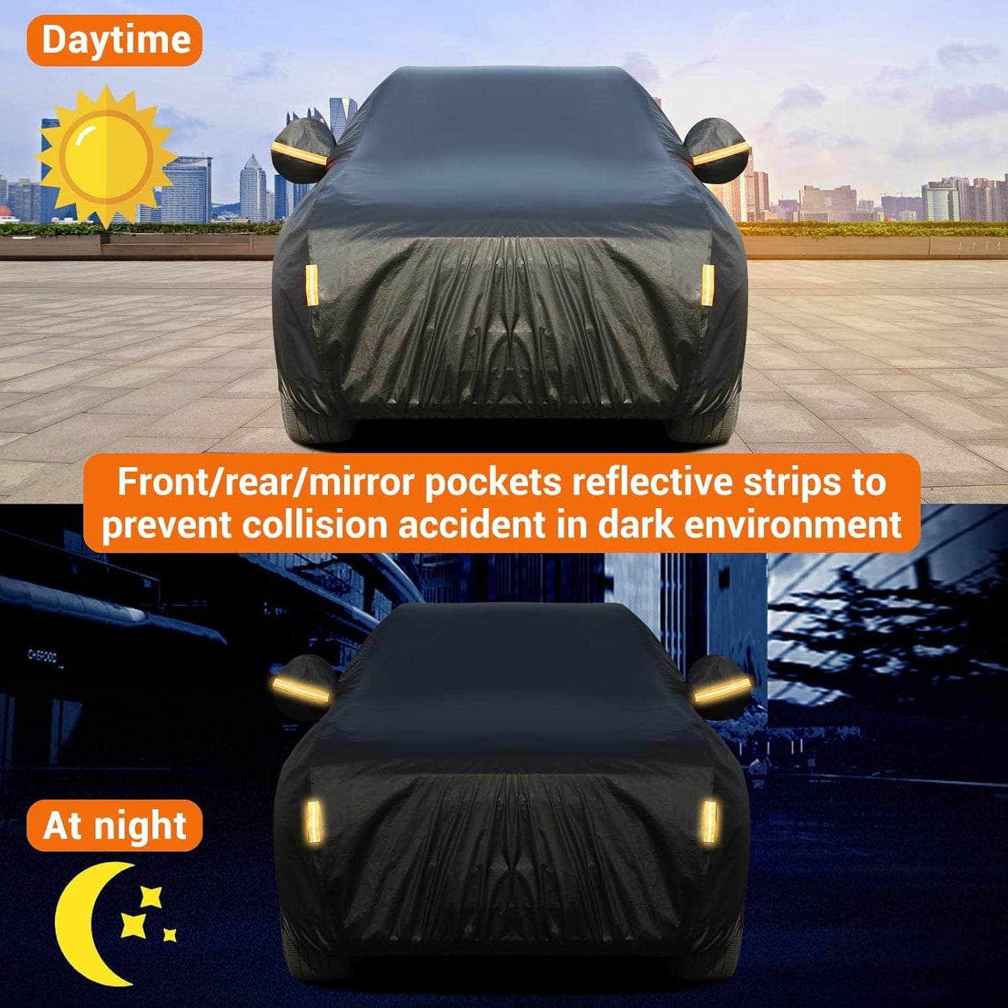 Tecoom SUV Car Cover Waterproof All Weather for Automobiles with Cotton Lock/Zipper Door, UV Snow Wind Dust Hail Storm Outdoor Car Tarp Covers, Universal Full Exterior Covers Fit for 216-230 Inch