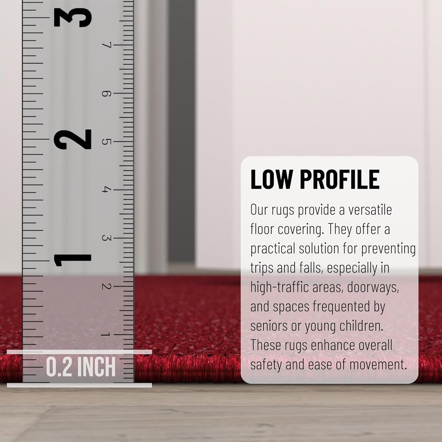 Ottomanson Hallway Runner Rug 2'7" x 12' Non Slip Solid Area Rugs Easy to Clean Laundry Rug Runner Durable & Pet Friendly Floor Carpet Runners for Hallways Entryway Living Room Kitchen, Red