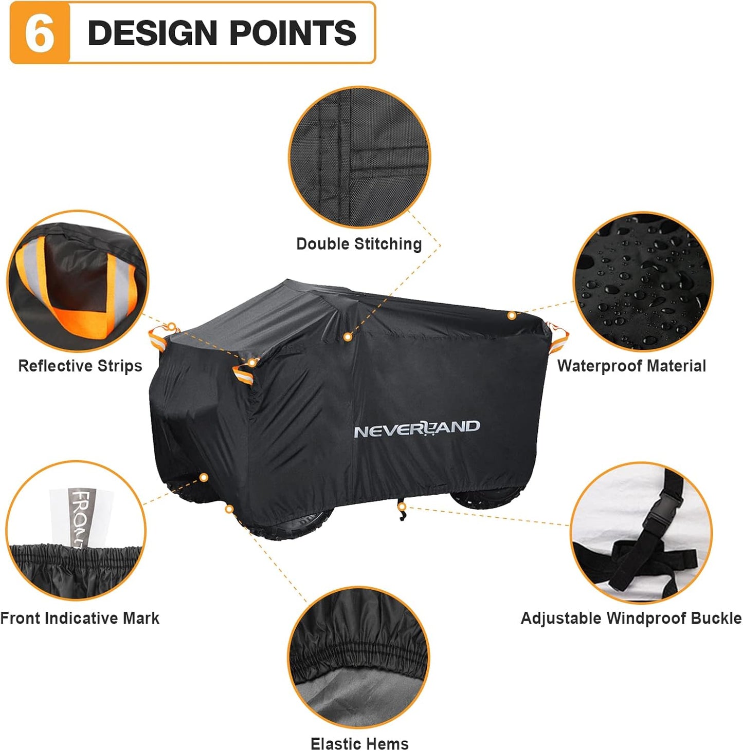 NEVERLAND ATV Cover Waterproof Heavy Duty 4 Wheeler Cover Quad Cover All Season Weather Proof Outdoor UV Protection for Polaris Yamaha Suzuki Honda (Black XLarge)
