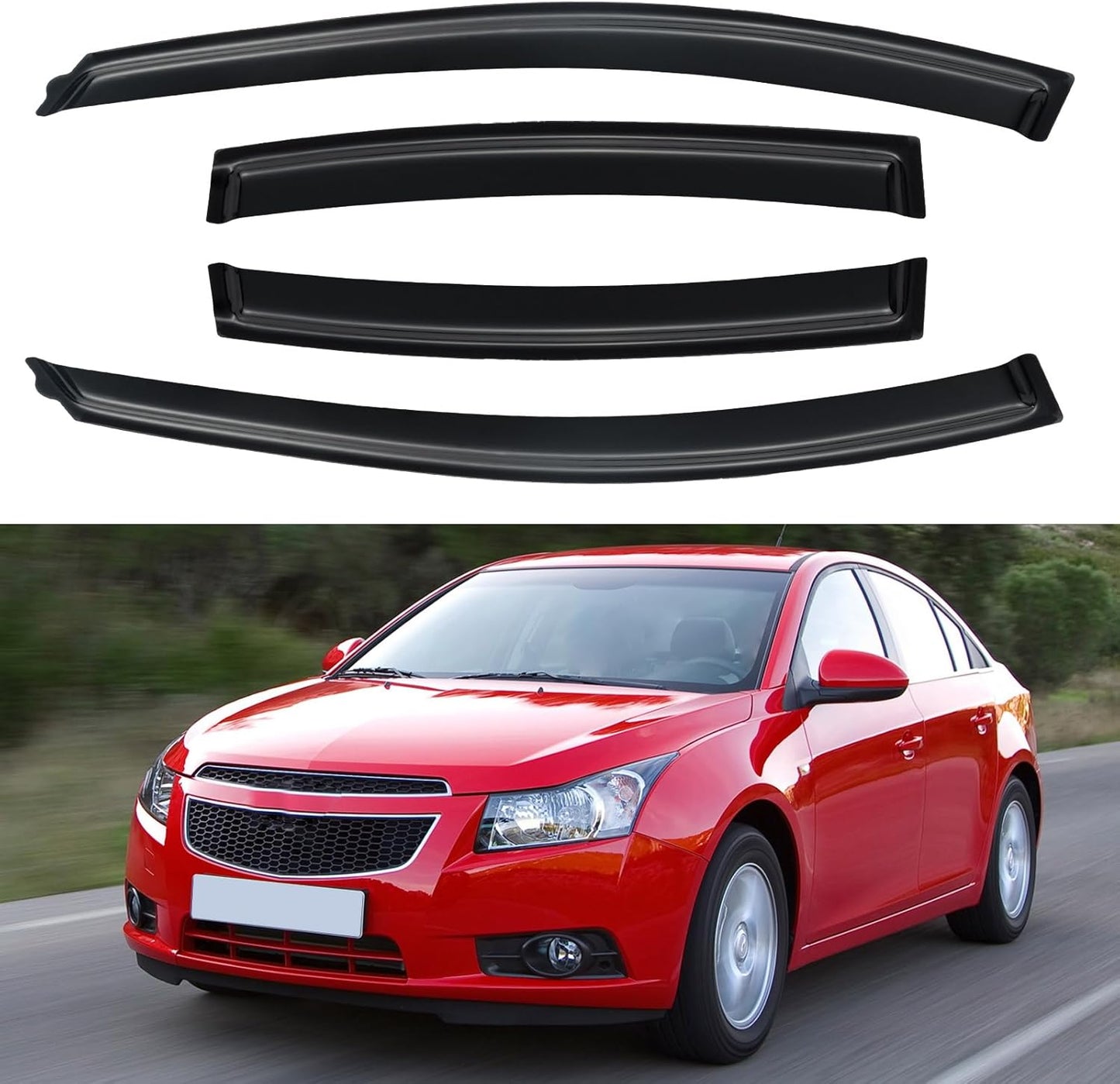 Window Visors Rain Guards Shield for 2011-2015 Cruze Sedan, Out-Channel Window Vent Wind Deflectors Visors Shades for 2016 Cruze Limited