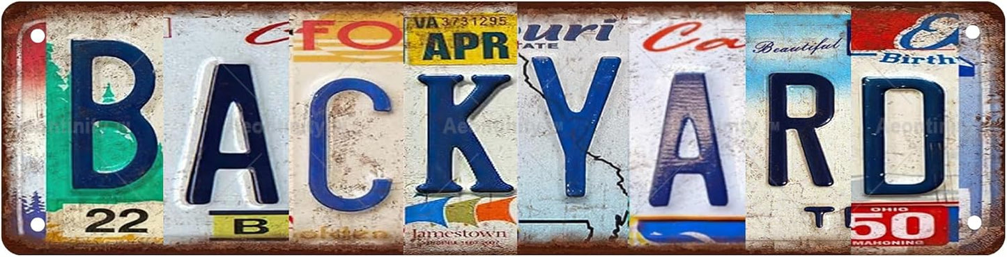 BACKYARD Vintage Metal Tin Street Sign Bar Cafe Garage Cave Home Room Wall Bathroom Farmhouse Garden Porch Patio Decor, 16 x 4 Inch