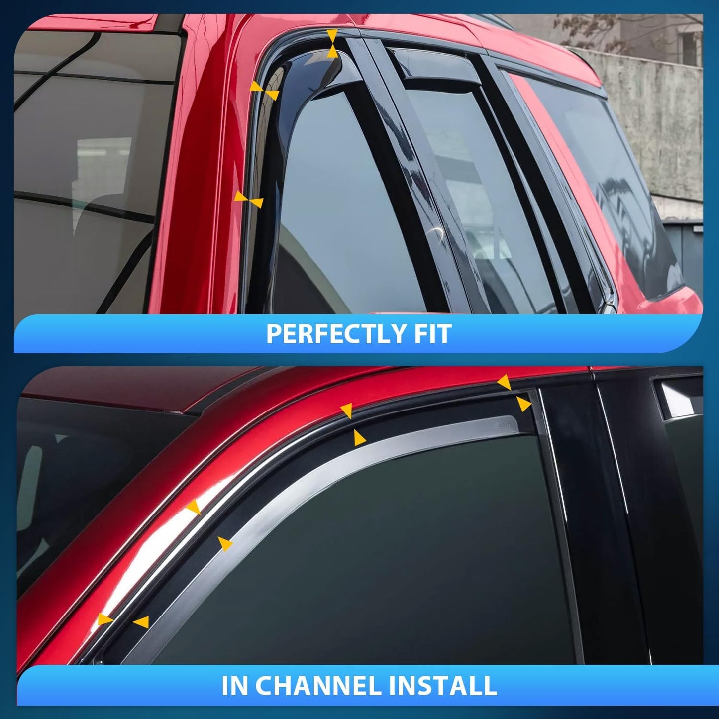 Nilight Durable in Channel Rain Guards for Honda CRV 2017 2018 2019 2020 2021 2022 Window Deflectors, Vent Window Visors-4pcs