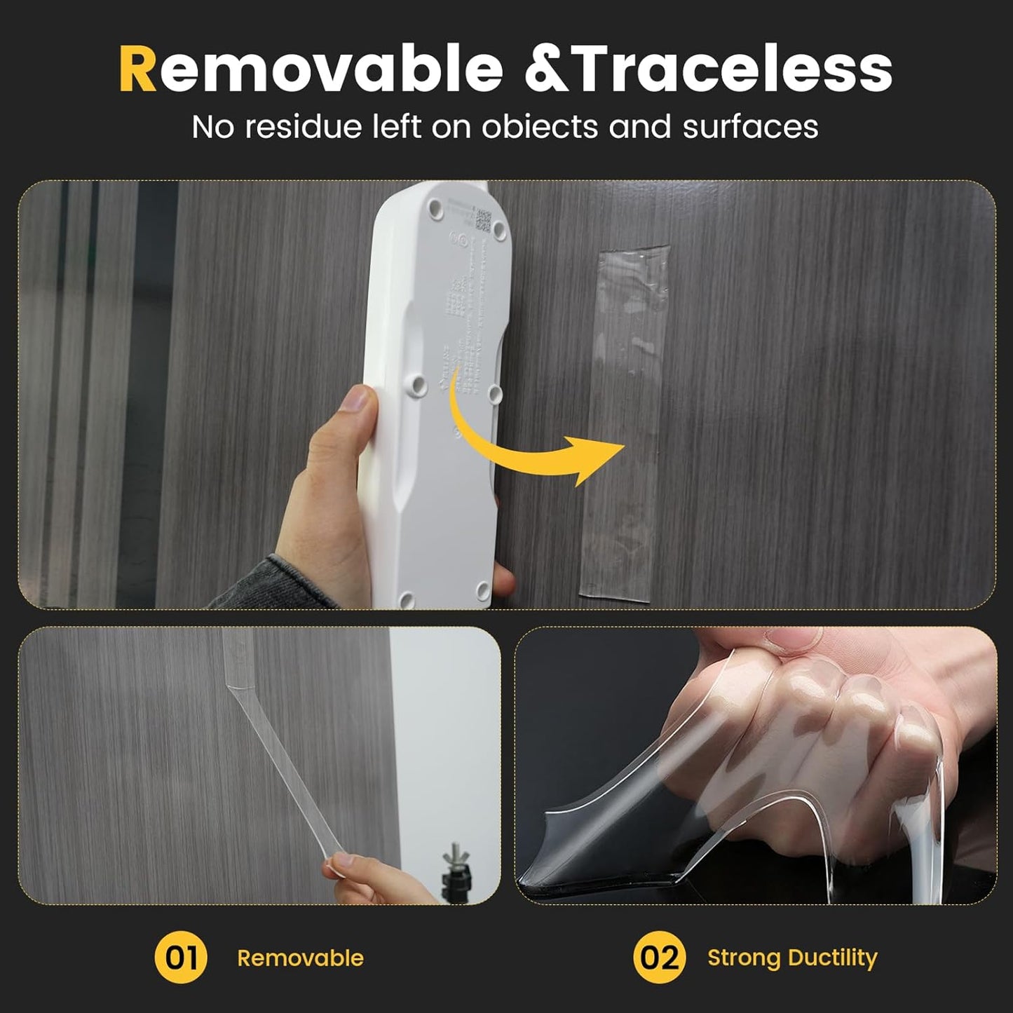 2 Rolls Double Sided Tape Heavy Duty Adhesive Tape Mounting Tape, Wall Sticky for Hanging, Nano Two Sided Tapes Strong Removable Wall Sticky Strips for Car, Home, Office - Total 19.7FT